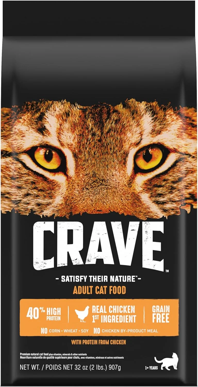 غذای خشک گربه بالغ بدون غلات CRAVE با پروتئین بالا و طعم مرغ، 2 پوند غذای خشک گربه بالغ بدون غلات CRAVE با پروتئین بالا و طعم مرغ، 2 پوند