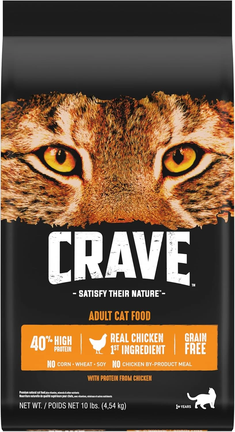 غذای خشک گربه بالغ بدون غلات CRAVE با پروتئین بالا و طعم مرغ، بسته 4.5 کیلوگرمی غذای خشک گربه بالغ بدون غلات CRAVE با پروتئین بالا و طعم مرغ، بسته 4.5 کیلوگرمی