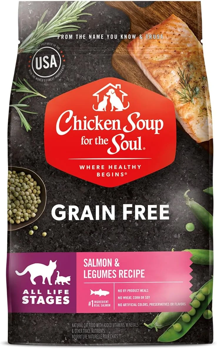 غذای خشک گربه بدون غلات Chicken Soup for the Soul - دستور پخت ماهی سالمون و حبوبات - 4 پوند - بدون سویا، ذرت و گندم، بدون طعم دهنده ها یا مواد نگهدارنده مصنوعی، سالمون و حبوبات GF غذای خشک گربه بدون غلات Chicken Soup for the Soul - دستور پخت ماهی سالمون و حبوبات - 4 پوند - بدون سویا، ذرت و گندم، بدون طعم دهنده ها یا مواد نگهدارنده مصنوعی، سالمون و حبوبات GF