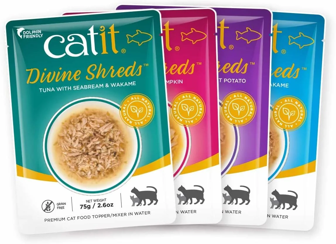 Catit DIVINE SHREDS، ماهی تن، بسته چندتایی 75 گرمی، 12 عدد در جعبه Catit DIVINE SHREDS، ماهی تن، بسته چندتایی 75 گرمی، 12 عدد در جعبه