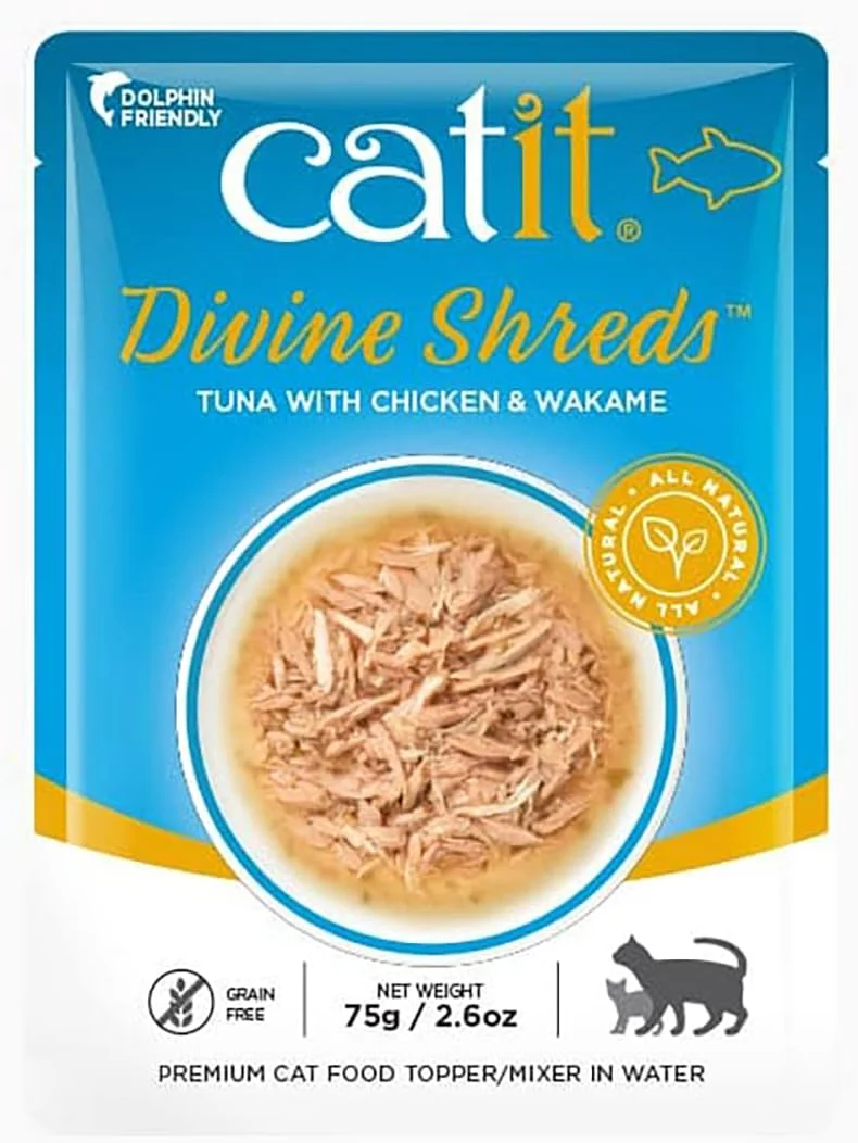 Catit DIVINE SHREDS، ماهی تن، بسته چندتایی 75 گرمی، 12 عدد در جعبه Catit DIVINE SHREDS، ماهی تن، بسته چندتایی 75 گرمی، 12 عدد در جعبه