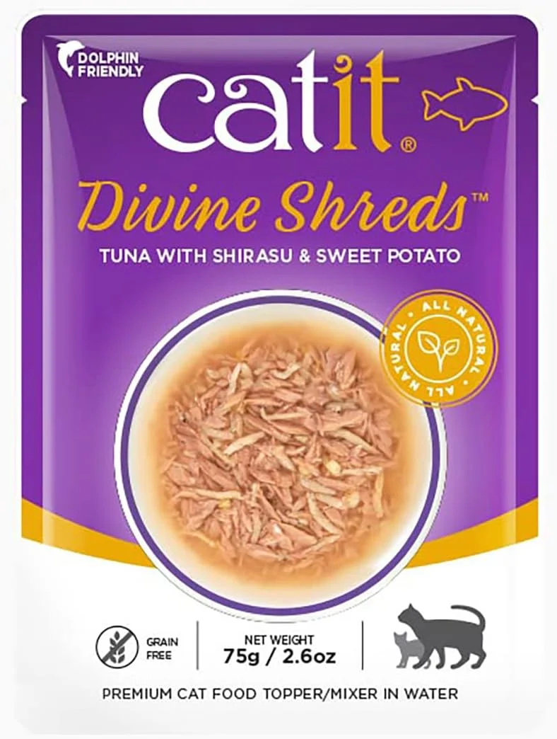 Catit DIVINE SHREDS، ماهی تن، بسته چندتایی 75 گرمی، 12 عدد در جعبه Catit DIVINE SHREDS، ماهی تن، بسته چندتایی 75 گرمی، 12 عدد در جعبه