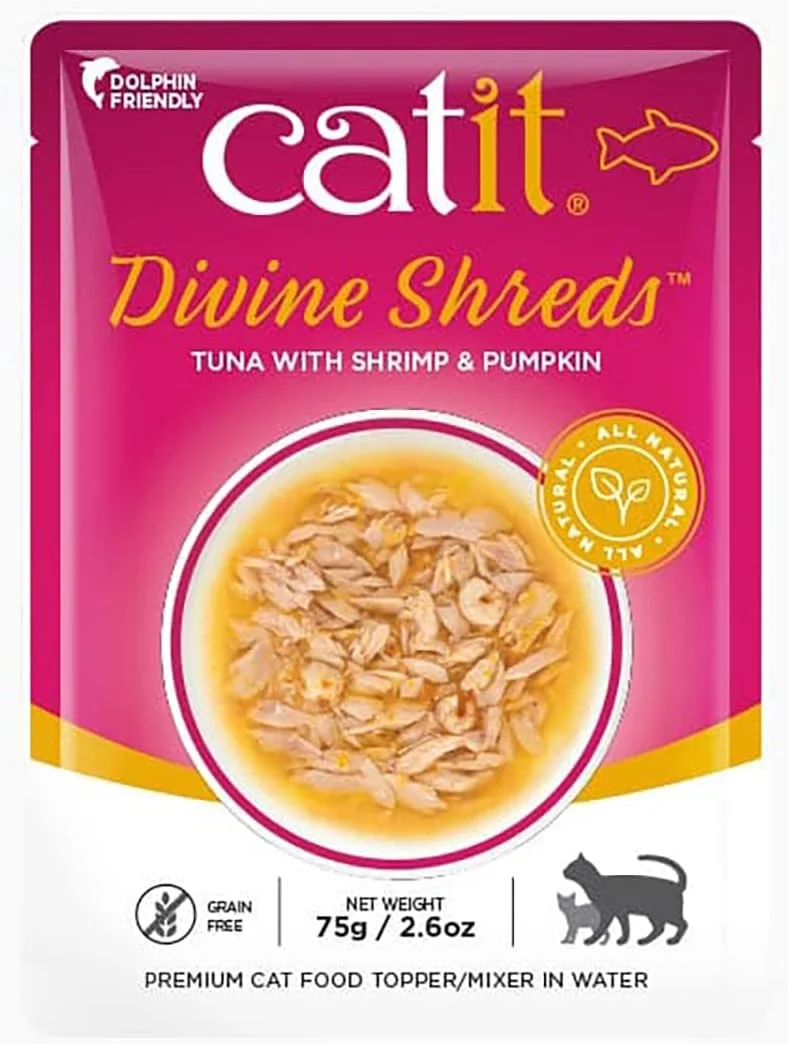 Catit DIVINE SHREDS، ماهی تن، بسته چندتایی 75 گرمی، 12 عدد در جعبه Catit DIVINE SHREDS، ماهی تن، بسته چندتایی 75 گرمی، 12 عدد در جعبه