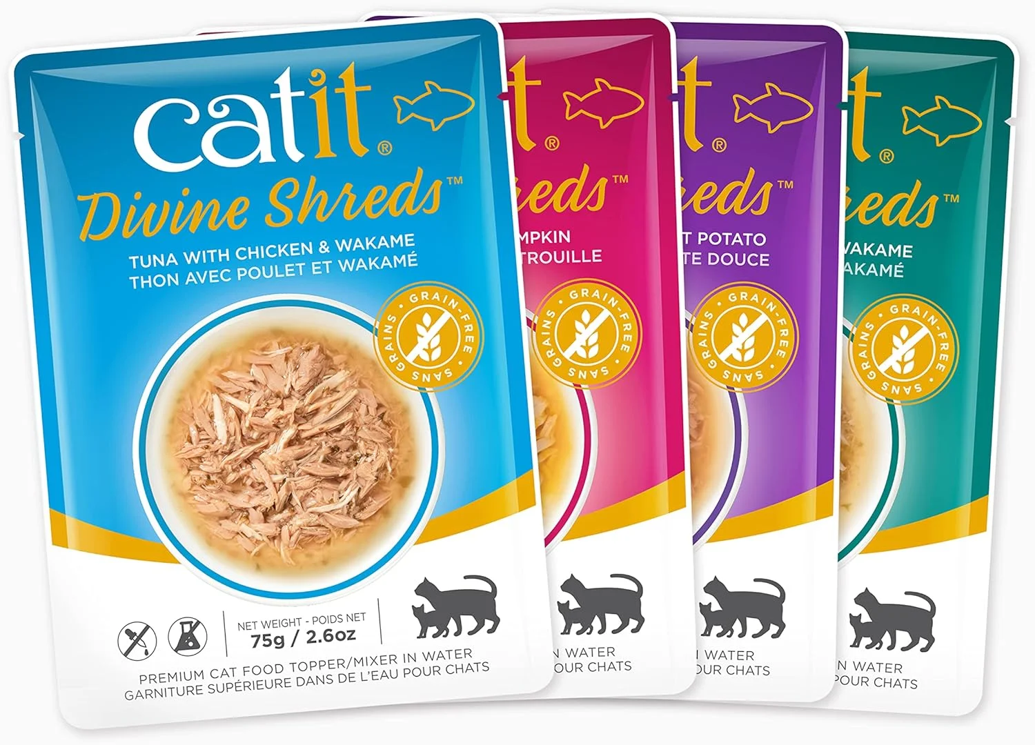 Catit DIVINE SHREDS، ماهی تن، بسته چندتایی 75 گرمی، 12 عدد در جعبه Catit DIVINE SHREDS، ماهی تن، بسته چندتایی 75 گرمی، 12 عدد در جعبه