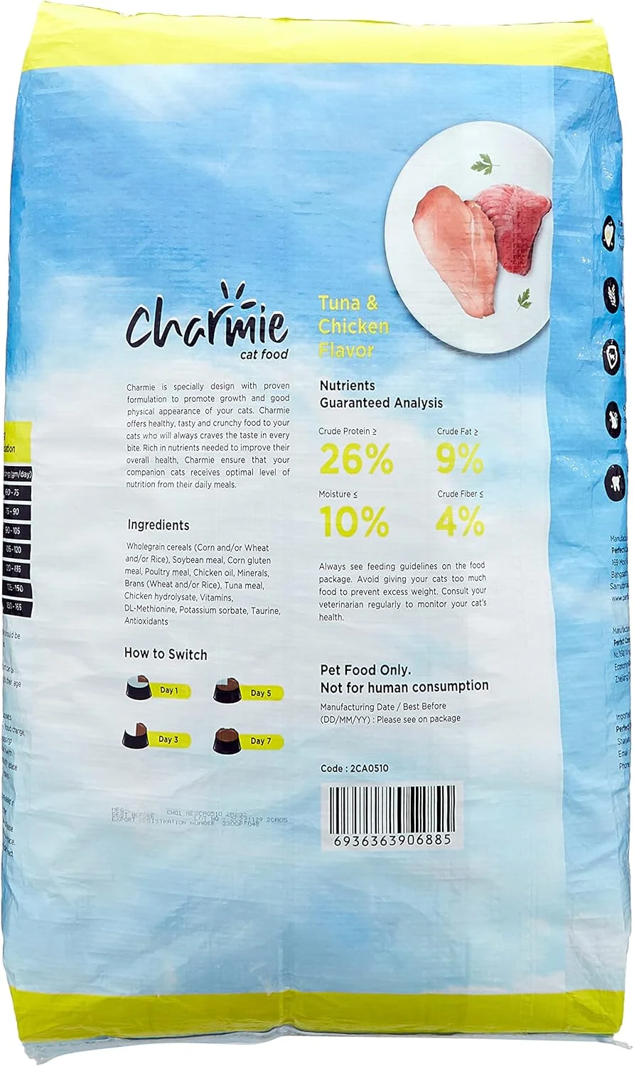 غذای خشک گربه Charmie - طعم ماهی تن و مرغ - حاوی تورین - با پروتئین - فیبر طبیعی - تقویت رشد و ظاهر فیزیکی مناسب - 10 کیلوگرم غذای خشک گربه Charmie - طعم ماهی تن و مرغ - حاوی تورین - با پروتئین - فیبر طبیعی - تقویت رشد و ظاهر فیزیکی مناسب - 10 کیلوگرم