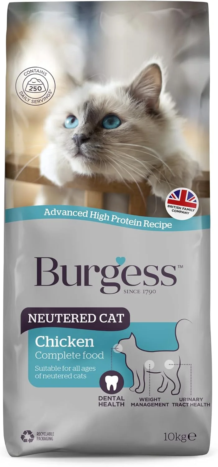 غذای خشک گربه عقیم شده با طعم مرغ Burgess - 10 کیلوگرم