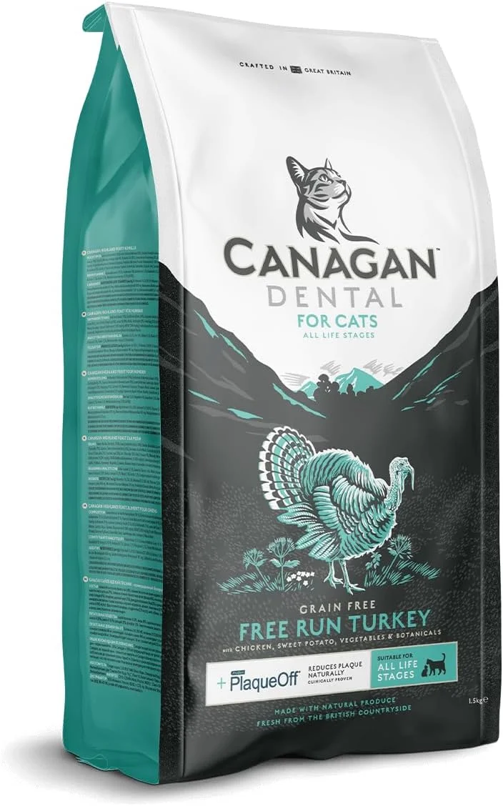 غذای خشک گربه با طعم بوقلمون Canagan Free Run Dental وزن ۴ کیلوگرم