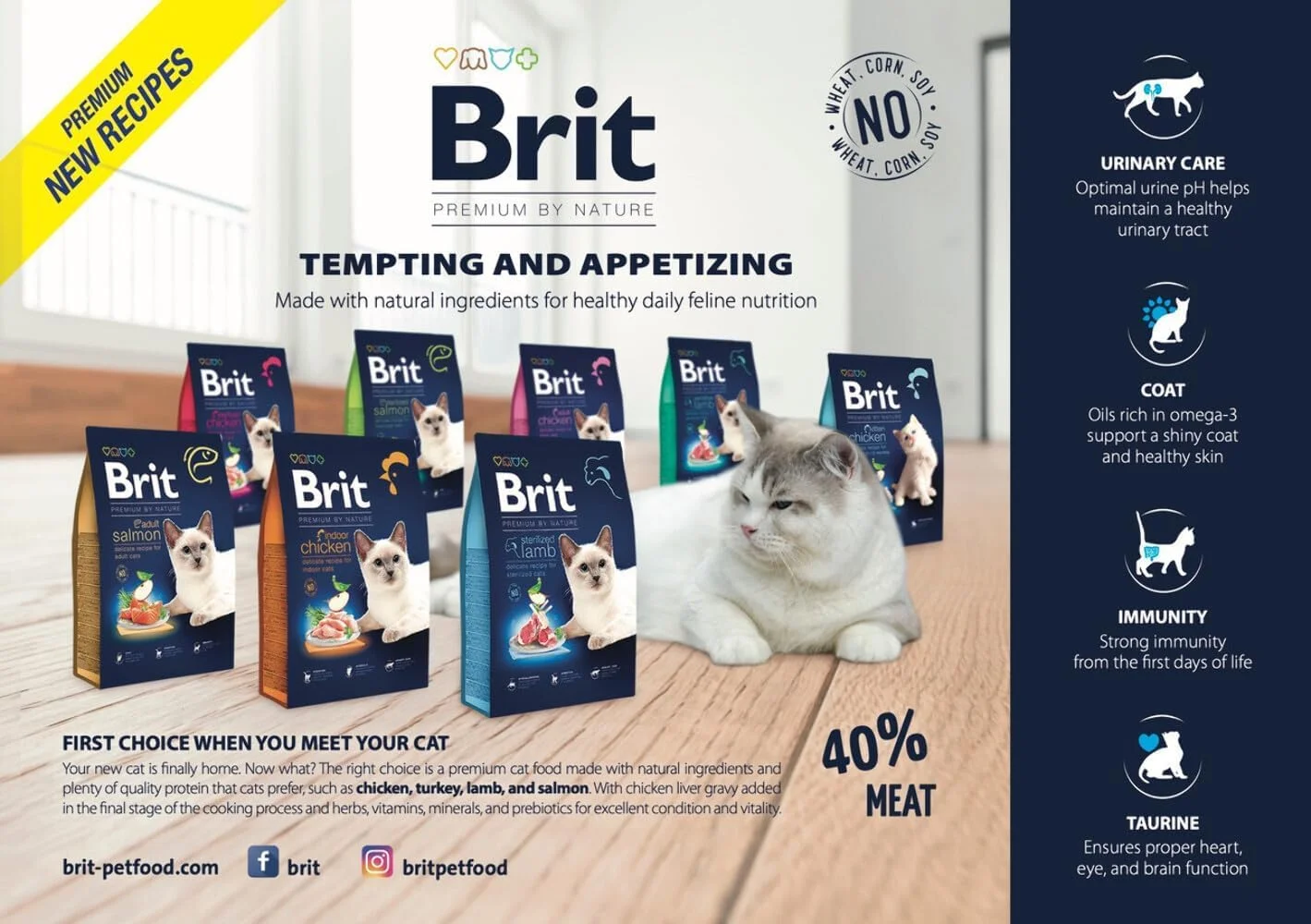 غذای خشک گربه بالغ با طعم مرغ Brit Premium by Nature (NP) وزن 1.5 کیلوگرم غذای خشک گربه بالغ با طعم مرغ Brit Premium by Nature (NP) وزن 1.5 کیلوگرم
