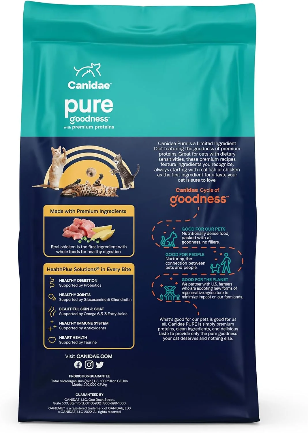 غذای خشک گربه با مرغ Canidae PURE، با مواد اولیه محدود، 4.5 کیلوگرمی، بدون غلات غذای خشک گربه با مرغ Canidae PURE، با مواد اولیه محدود، 4.5 کیلوگرمی، بدون غلات