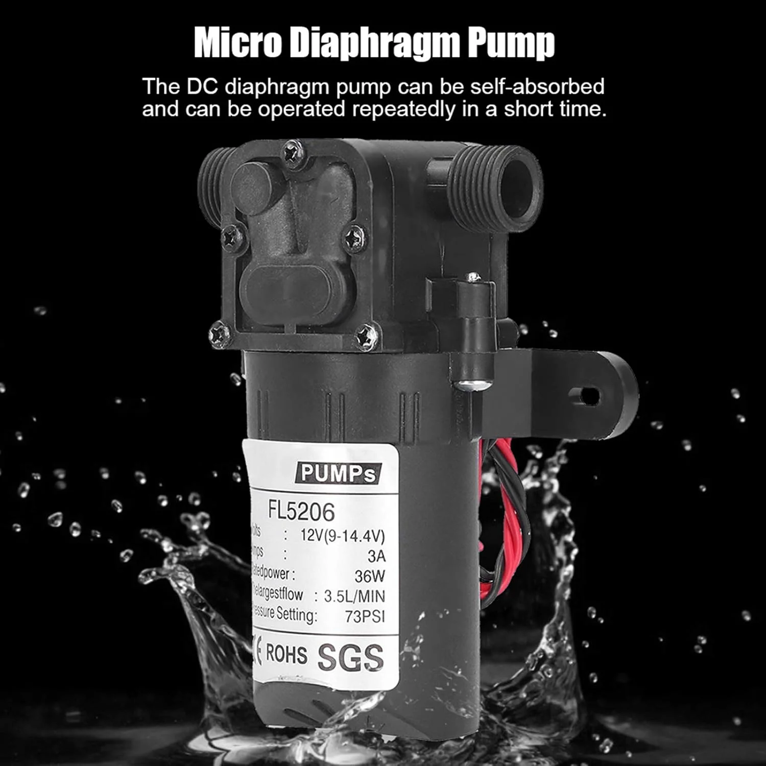 پمپ آب DC مدل TMKJZL، پمپ دیافراگمی میکرو DC 36 واتی با قابلیت خود مکش 1/2 اینچ برای ابزار رنگ آمیزی صنعتی پمپ آب DC مدل TMKJZL، پمپ دیافراگمی میکرو DC 36 واتی با قابلیت خود مکش 1/2 اینچ برای ابزار رنگ آمیزی صنعتی