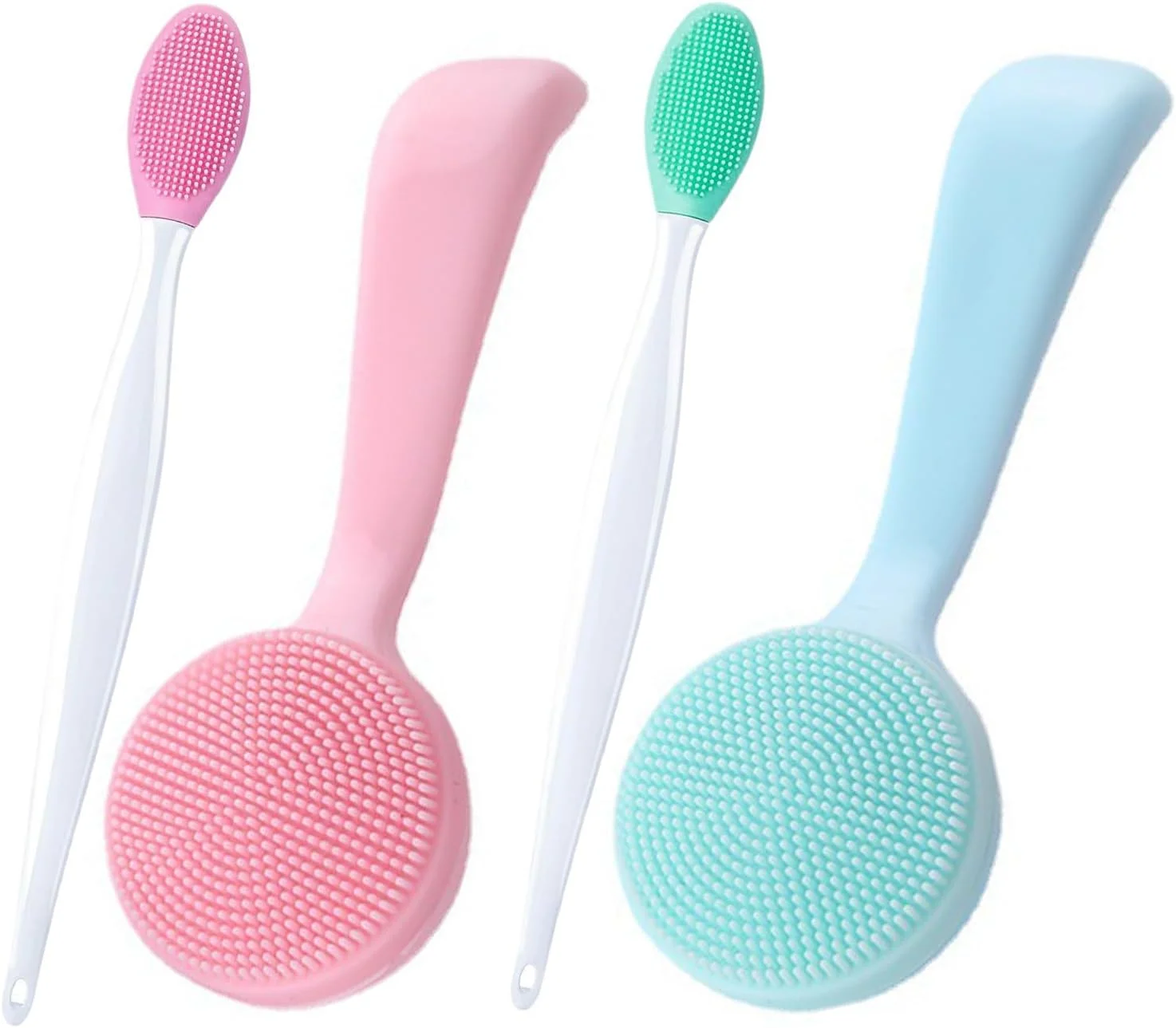 بسته 4 عددی برس پاک کننده صورت سیلیکونی، پاک کننده دستی لایه بردار صورت، برس لب، برس پاک کننده لایه بردار صورت برای زنان و مردان، پاک کننده منافذ