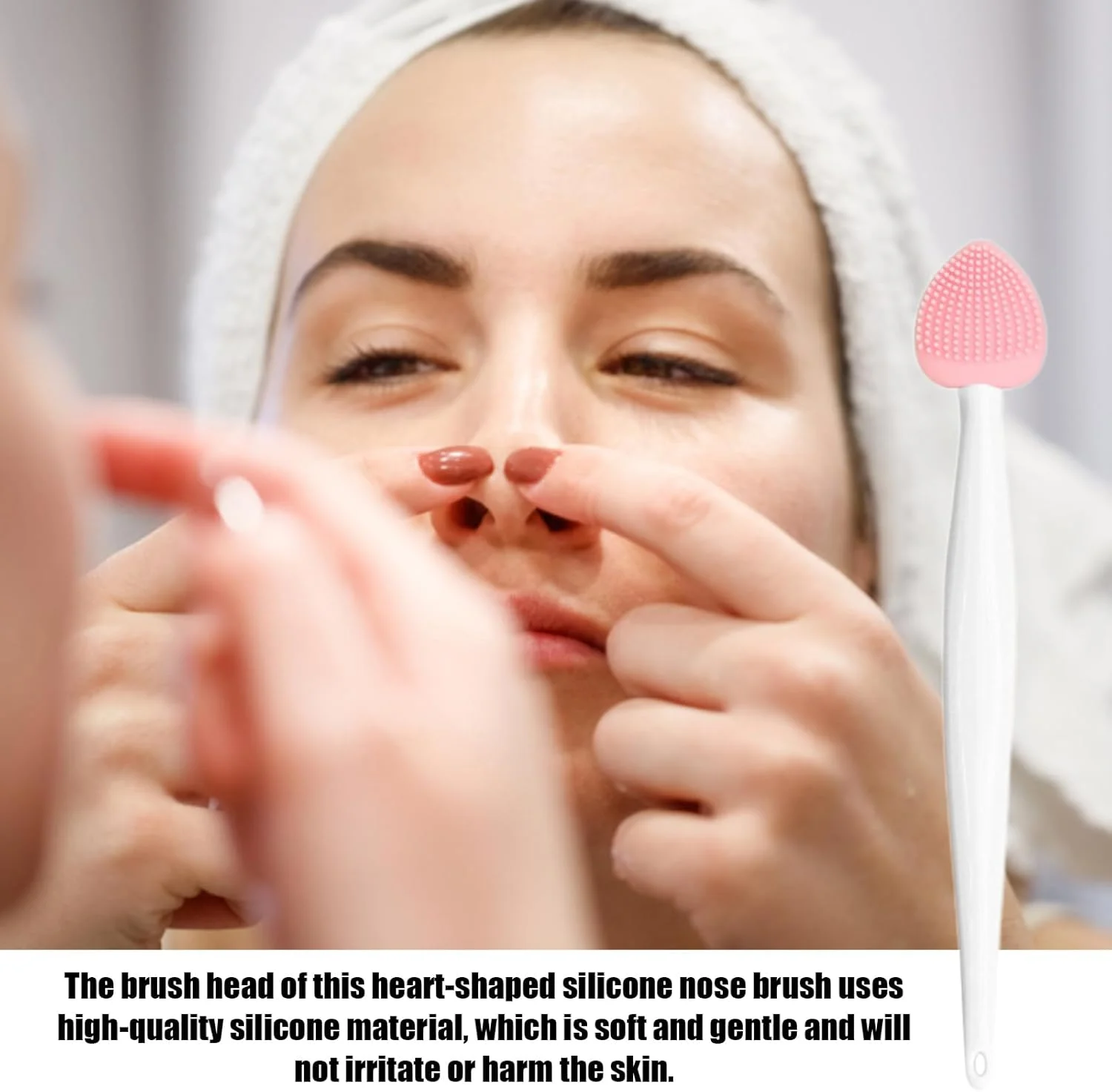 برس اسکراب بینی، برس لایه بردار سیلیکونی نرم بینی، اسکرابر لب دو طرفه، ابزار برس پاک کننده بینی، برای حذف جوش های سرسیاه و اسکرابر صورت (صورتی)