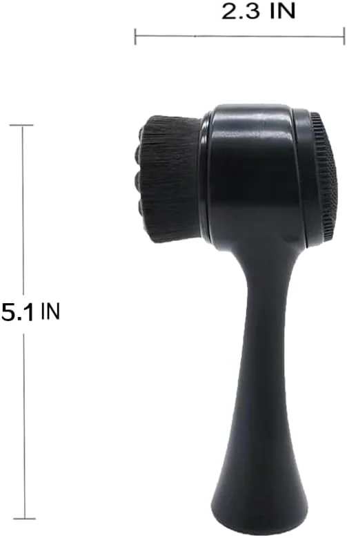 برس پاک کننده صورت OHES 2 در 1، برس پاک کننده دو طرفه صورت با موهای نرم برای لایه برداری عمیق منافذ، شستشوی آرایش و ماساژ (مشکی)