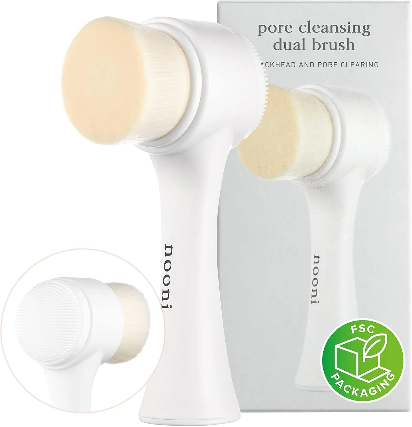 برس دوگانه پاک کننده منافذ نونی، 100 میلی لیتر، برس شستشوی صورت، ضد آب، ابزار لایه برداری عمیق، پاک کننده ابریشمی و کف کننده، پاک کننده آرایش