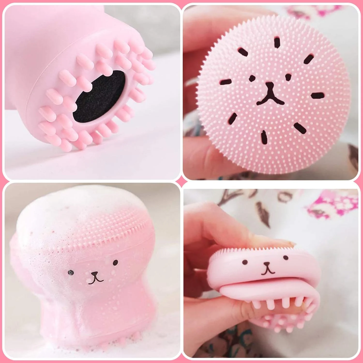 نورهوگو بسته 4 عددی برس پاک کننده صورت سیلیکونی اختاپوس کوچک، ماساژور ضد آب صورت سیلیکونی لایه بردار و برس پاک کننده چربی برای پاکسازی عمیق، پاک کننده روزانه