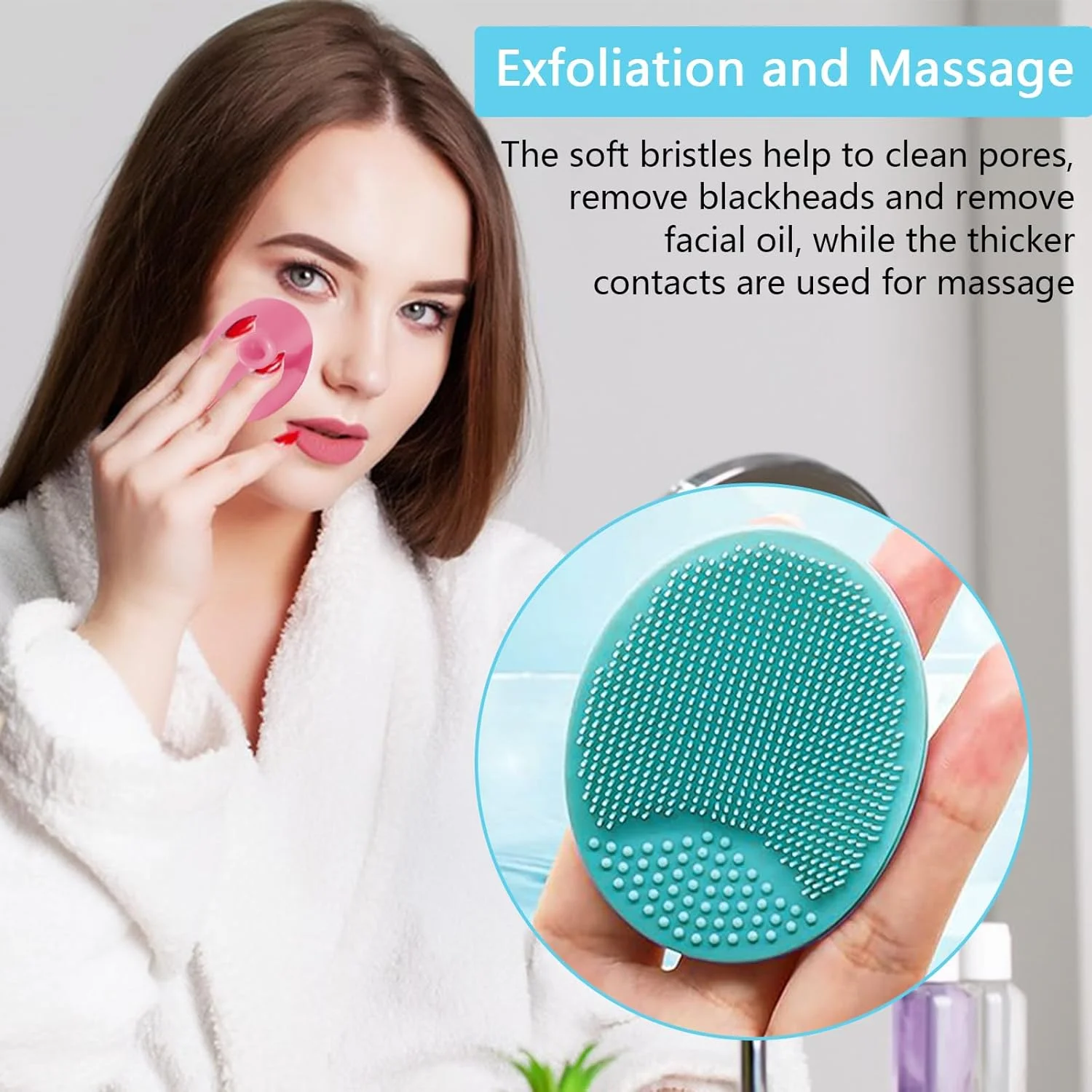 پک 4 عددی برس سیلیکونی پاک کننده صورت نالاینا، برس نرم پاکسازی صورت برای لایه برداری، پاکسازی منافذ و حذف جوش های سرسیاه، ابزار ماساژ ملایم برای انواع پوست، هدیه ای جذاب برای زنان و دختران