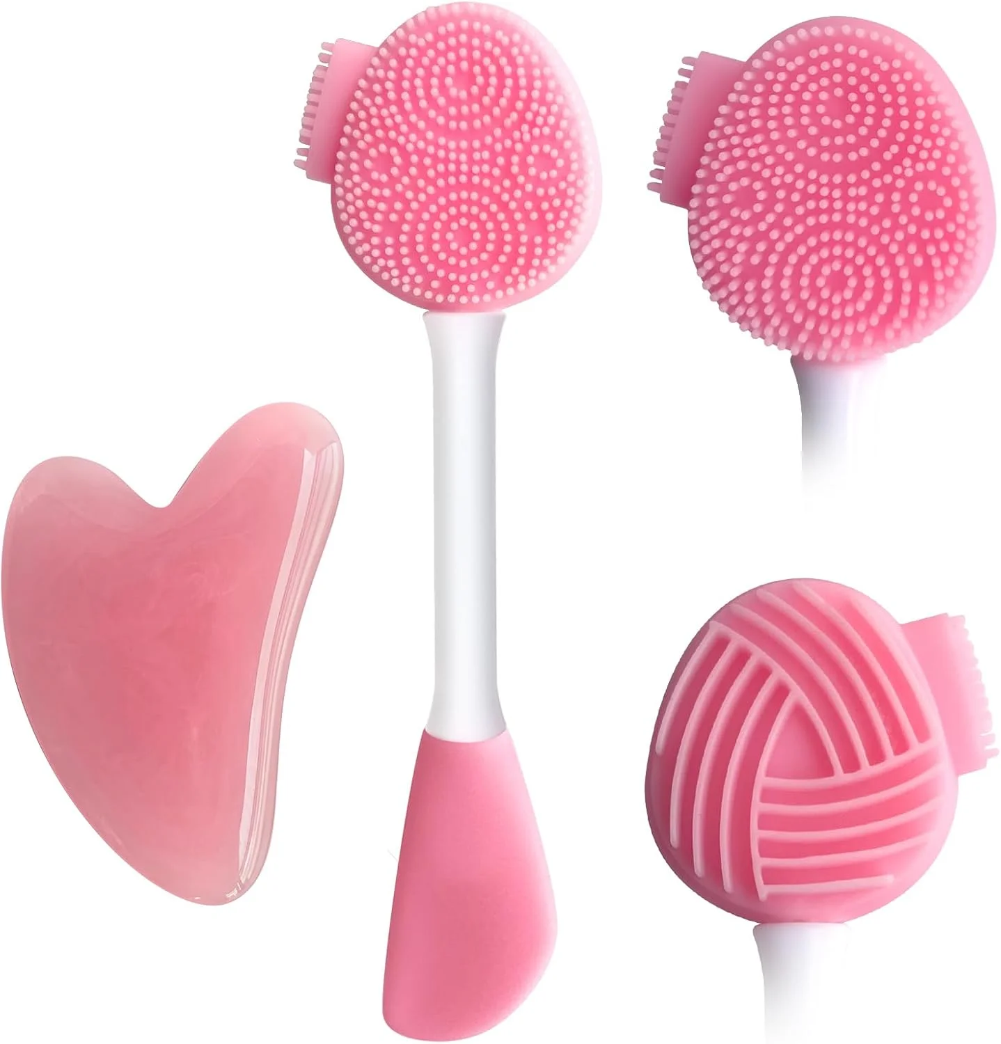 ابزار ماساژ گوا شا MUIIGOOD + برس ماسک صورت سیلیکونی، لایه بردار لب، برس شستشوی صورت، لایه بردار، از بین برنده جوش های سرسیاه، مراقبت از پوست، پاک کننده آرایش برای زنان و مردان