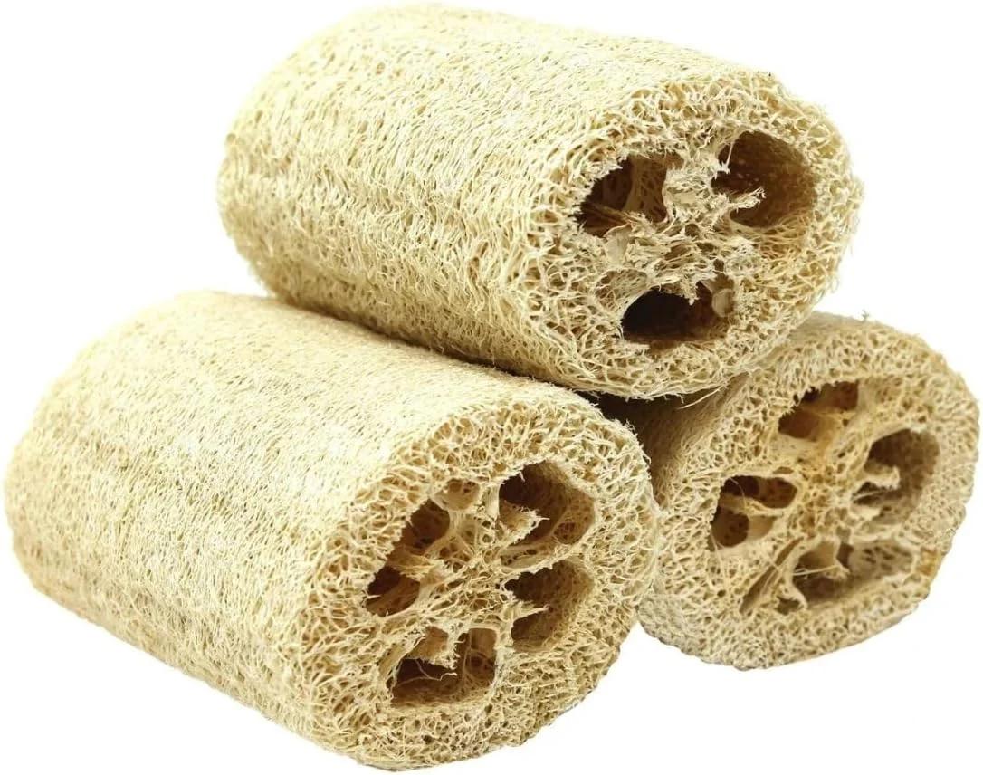 اسفنج لوفا طبیعی لایه بردار حمام از Spa Destinations (بسته 3 عددی لوفا 4 اینچی) "ایجاد تجربه اسپا در خانه" ارزش عالی!