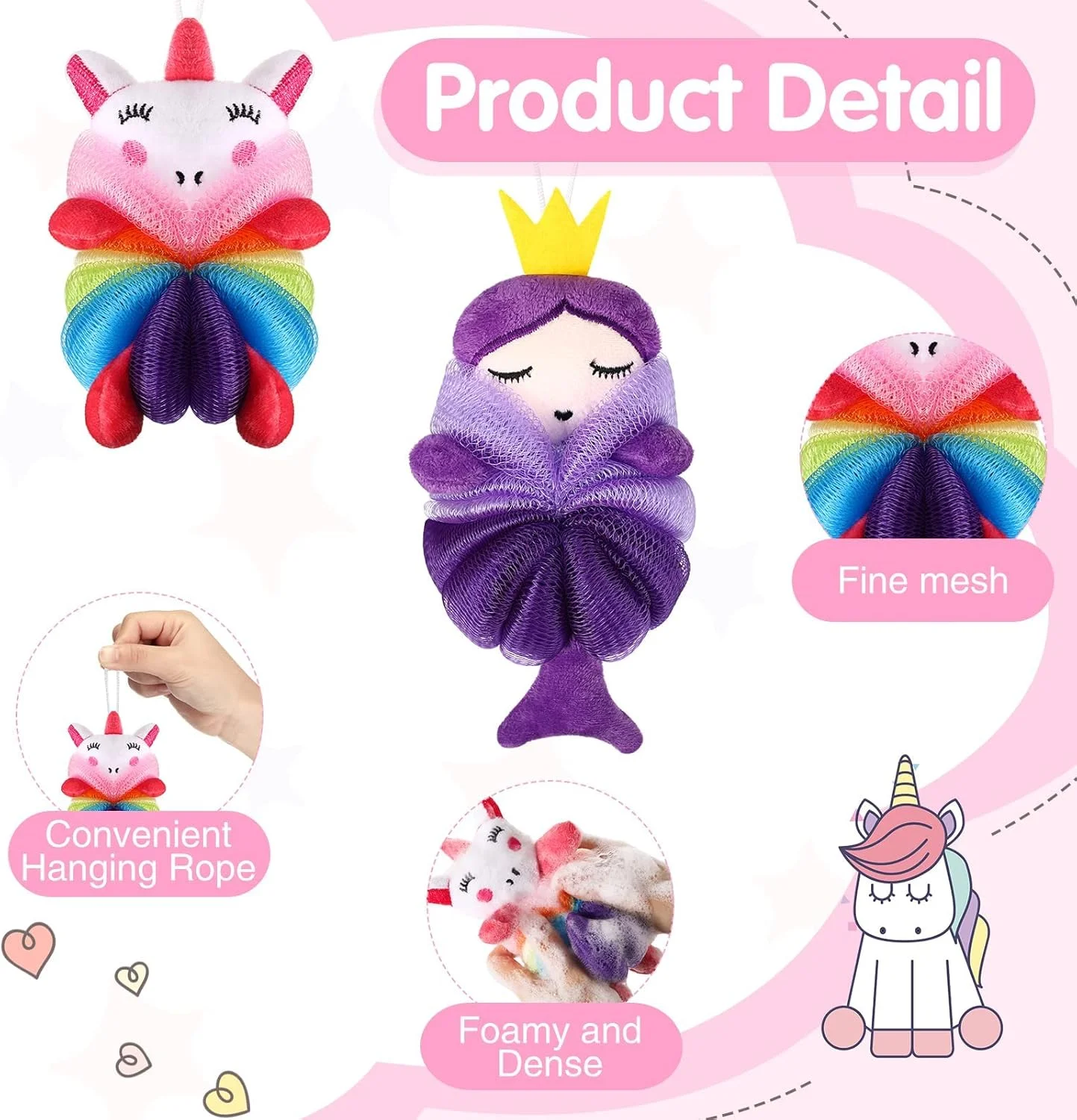 لیف حمام 2 عددی کودکانه، لیف بدن کودک نوپا، لیف کارتونی بامزه کودک، اسفنج حمام کودک، پوف حمام لیف، اسکرابر بدن، اسفنج لیف توری برای شستشوی لایه برداری دوش کودکان (تک شاخ، پرنسس) لیف حمام 2 عددی کودکانه، لیف بدن کودک نوپا، لیف کارتونی بامزه کودک، اسفنج حمام کودک، پوف حمام لیف، اسکرابر بدن، اسفنج لیف توری برای شستشوی لایه برداری دوش کودکان (تک شاخ، پرنسس)