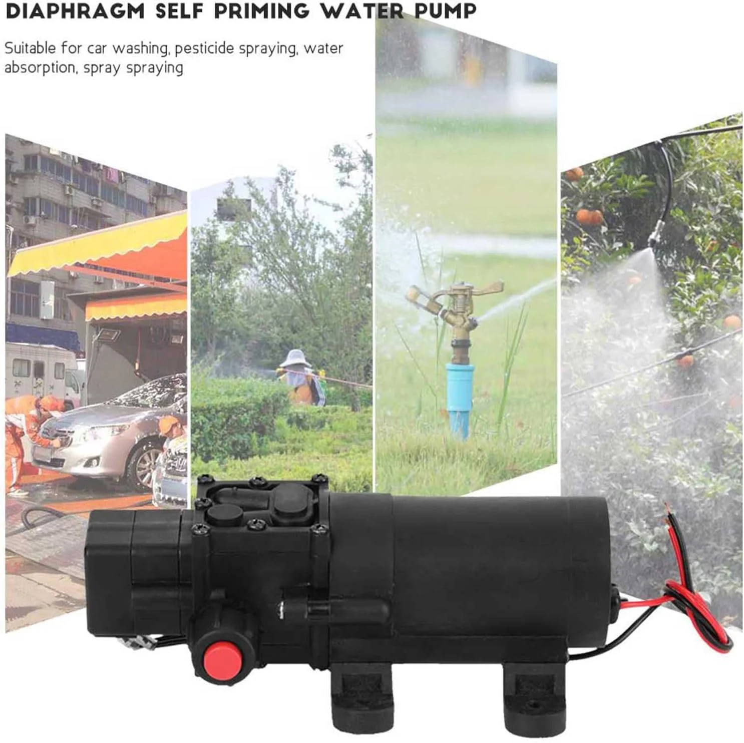 پمپ دیافراگمی میکرو TOPINCN، پمپ آب برقی فشار قوی DC 24V 80W 5.5L/MIN، پمپ خود مکش، پمپ دیافراگمی فشار آب با سوئیچ فشار اتوماتیک برای شستشوی خودرو و سمپاشی