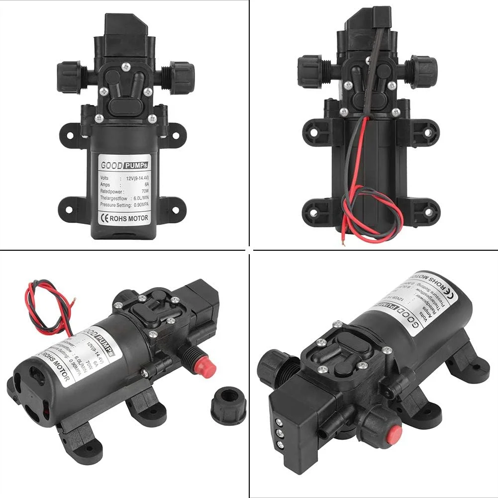 پمپ دیافراگمی خود مکش آب سانان، DC 12V 0.9Mpa 6 لیتر در دقیقه، پمپ دیافراگمی فشار قوی 70 وات خود مکش آب پمپ دیافراگمی خود مکش آب سانان، DC 12V 0.9Mpa 6 لیتر در دقیقه، پمپ دیافراگمی فشار قوی 70 وات خود مکش آب