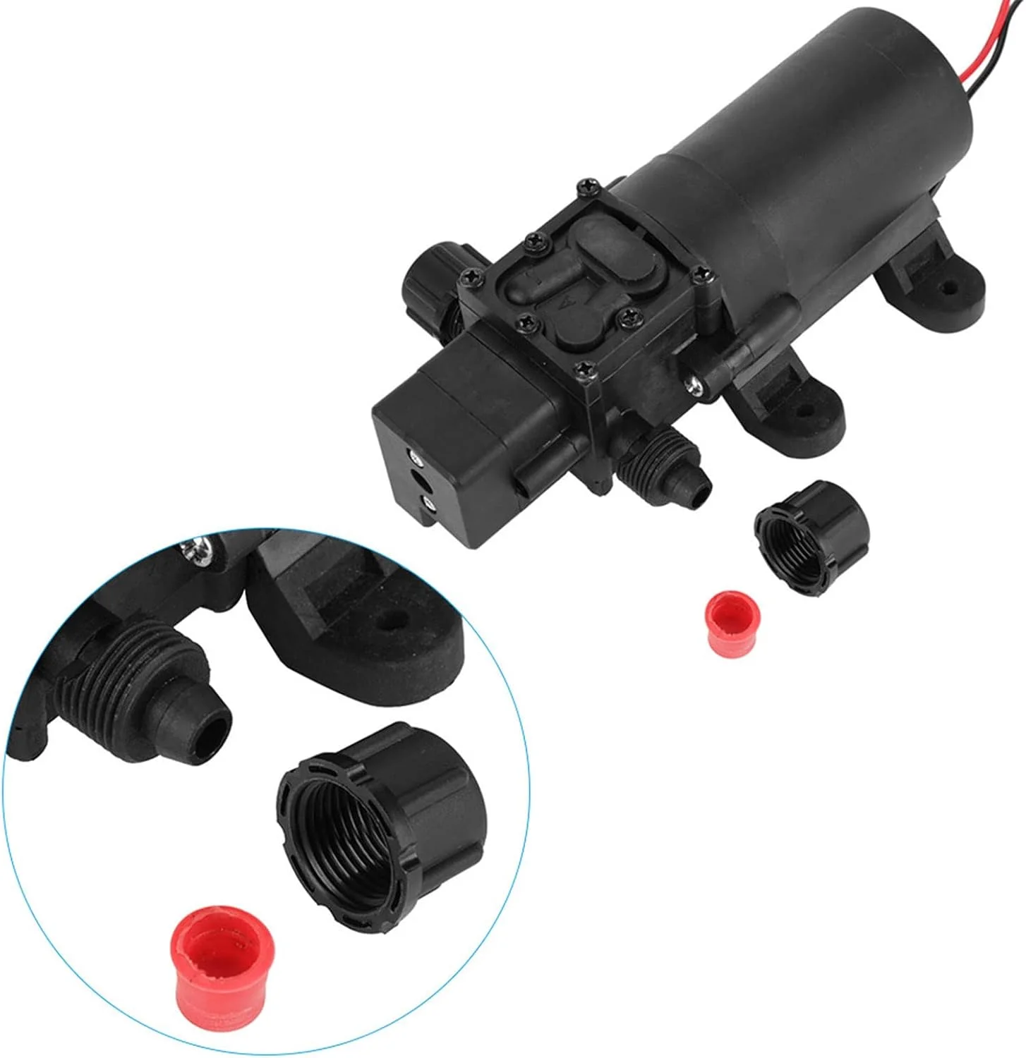 پمپ دیافراگمی میکرو TOPINCN، پمپ آب برقی فشار قوی DC 24V 80W 5.5L/MIN، پمپ خود مکش، پمپ دیافراگمی فشار آب با سوئیچ فشار اتوماتیک برای شستشوی خودرو و سمپاشی
