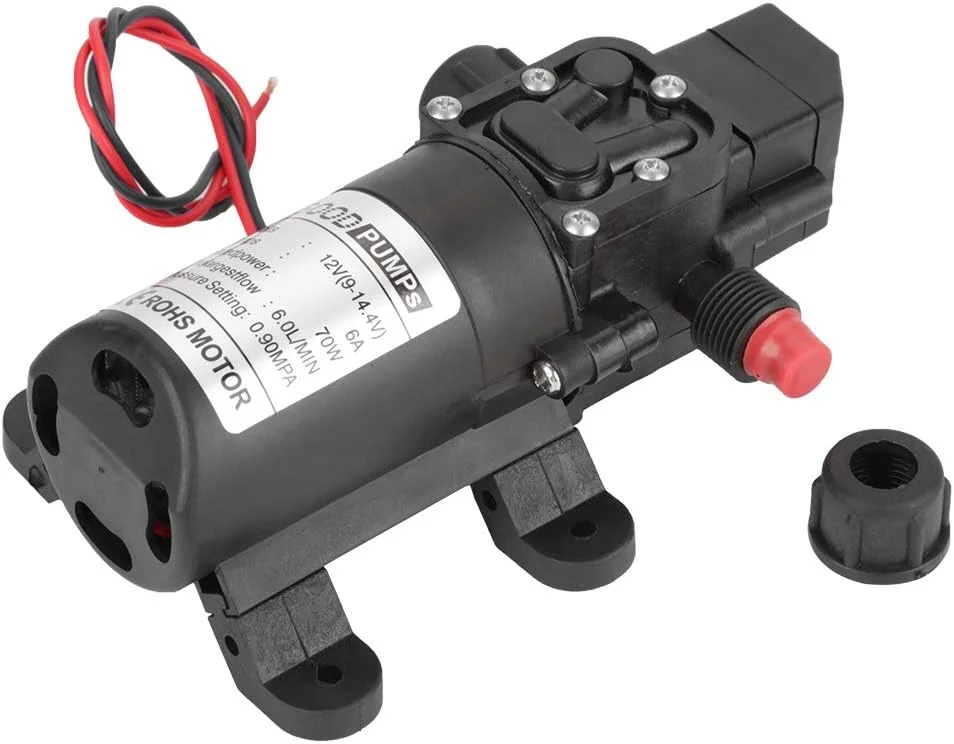 پمپ دیافراگمی خود مکش آب سانان، DC 12V 0.9Mpa 6 لیتر در دقیقه، پمپ دیافراگمی فشار قوی 70 وات خود مکش آب پمپ دیافراگمی خود مکش آب سانان، DC 12V 0.9Mpa 6 لیتر در دقیقه، پمپ دیافراگمی فشار قوی 70 وات خود مکش آب