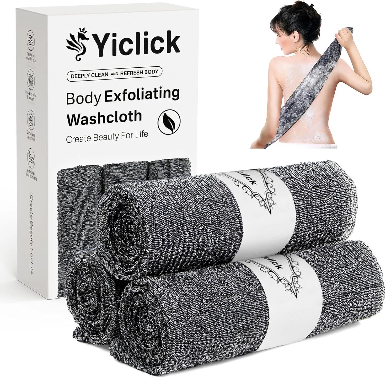 لیف حوله ای لایه بردار Yiclick (بسته 3 عددی) - اسکرابر لایه بردار بدن، اسکرابر پشت برای استفاده در حمام، پارچه های لایه بردار، اسفنج لوفا، اسکراب بدن، مناسب برای خانم ها و آقایان