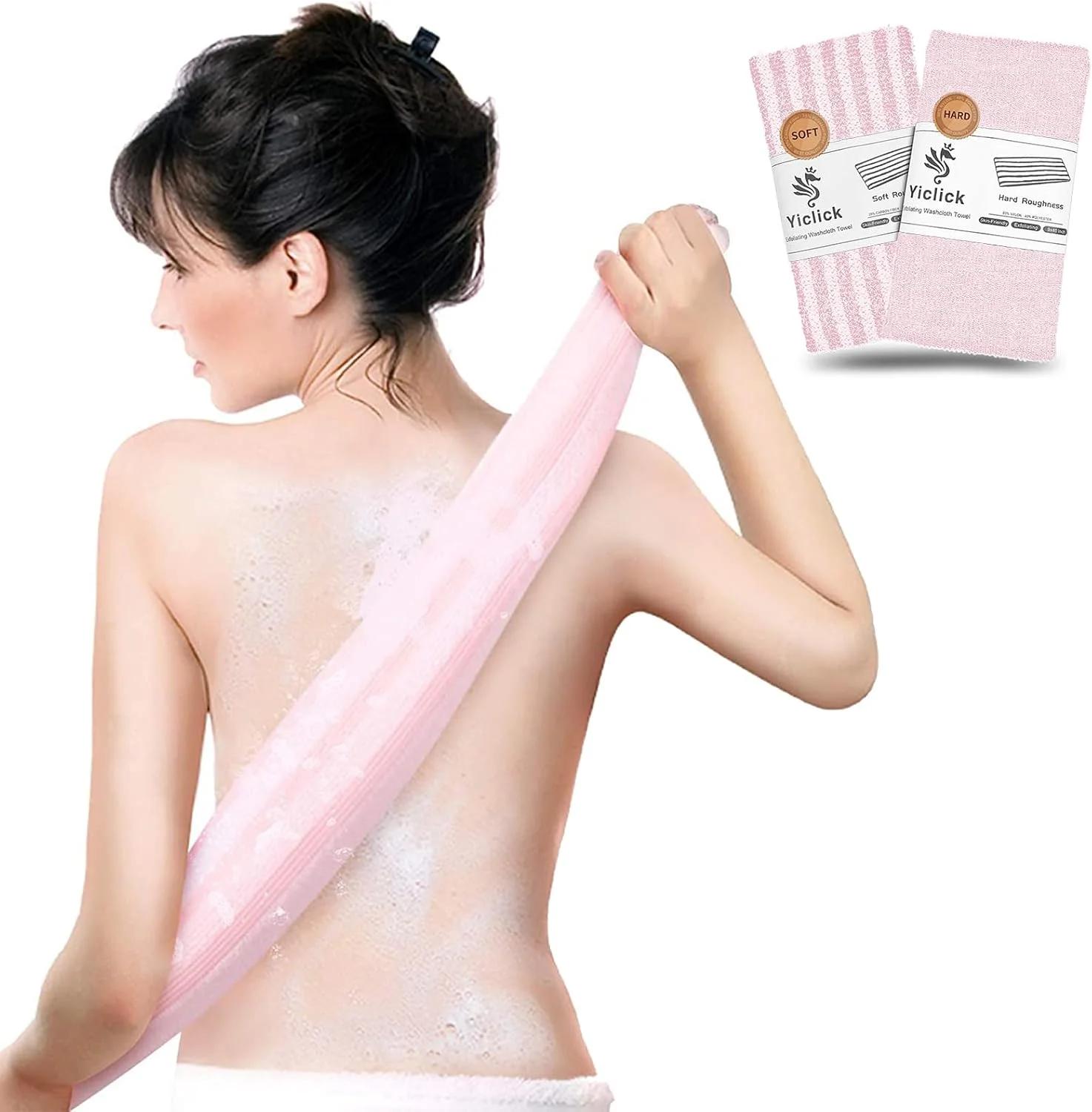 لیف حوله ای لایه بردار Yiclick - اسکرابر لایه بردار بدن، اسفنج شستشو لیف - لیف کره ای، ژاپنی و آفریقایی - اسکرابر پشتی لایه بردار نرم + زبر - برای پوست های حساس و زبر