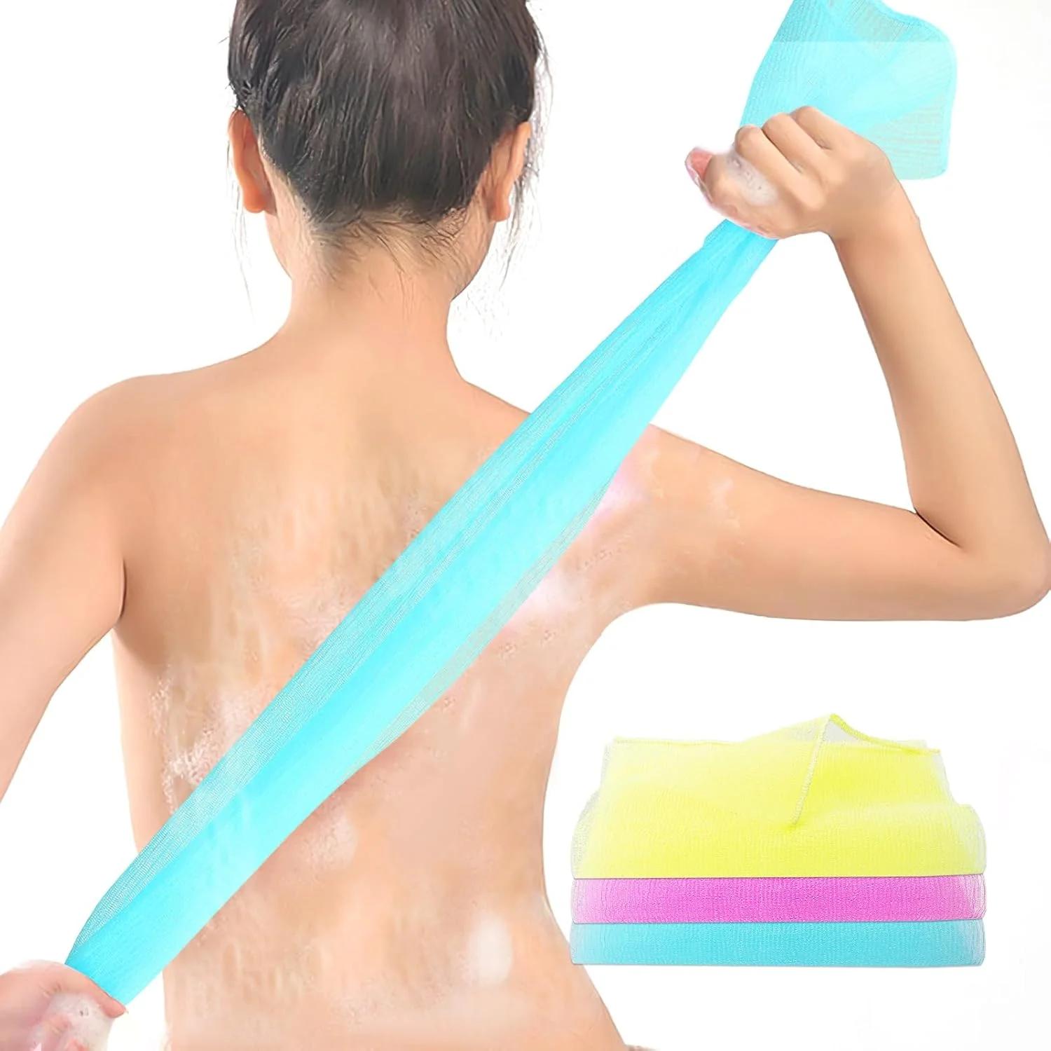 لیف لایه بردار بدن، اسکرابر پشت، حوله لوفا لایه بردار کره ای، لوفا اسفنجی برای حمام، پارچه شستشوی تمیز کننده ژاپنی برای مردان و زنان، از بین بردن پوست مرده (3 عدد)