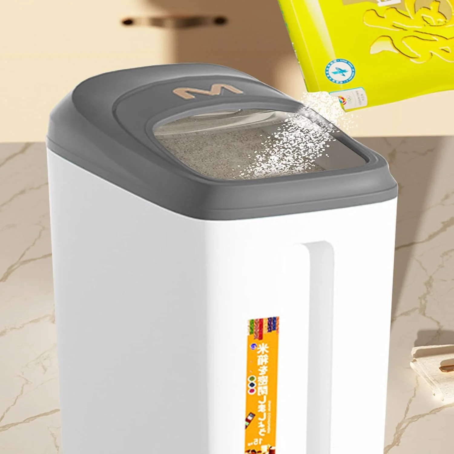 ظرف بزرگ نگهداری برنج DAYONG با درب و چرخ، بدون BPA، ظروف نگهداری آشپزخانه دربسته برای نگهداری مواد غذایی خشک، ظرف نگهداری غذای گربه/سگ ظرف بزرگ نگهداری برنج DAYONG با درب و چرخ، بدون BPA، ظروف نگهداری آشپزخانه دربسته برای نگهداری مواد غذایی خشک، ظرف نگهداری غذای گربه/سگ