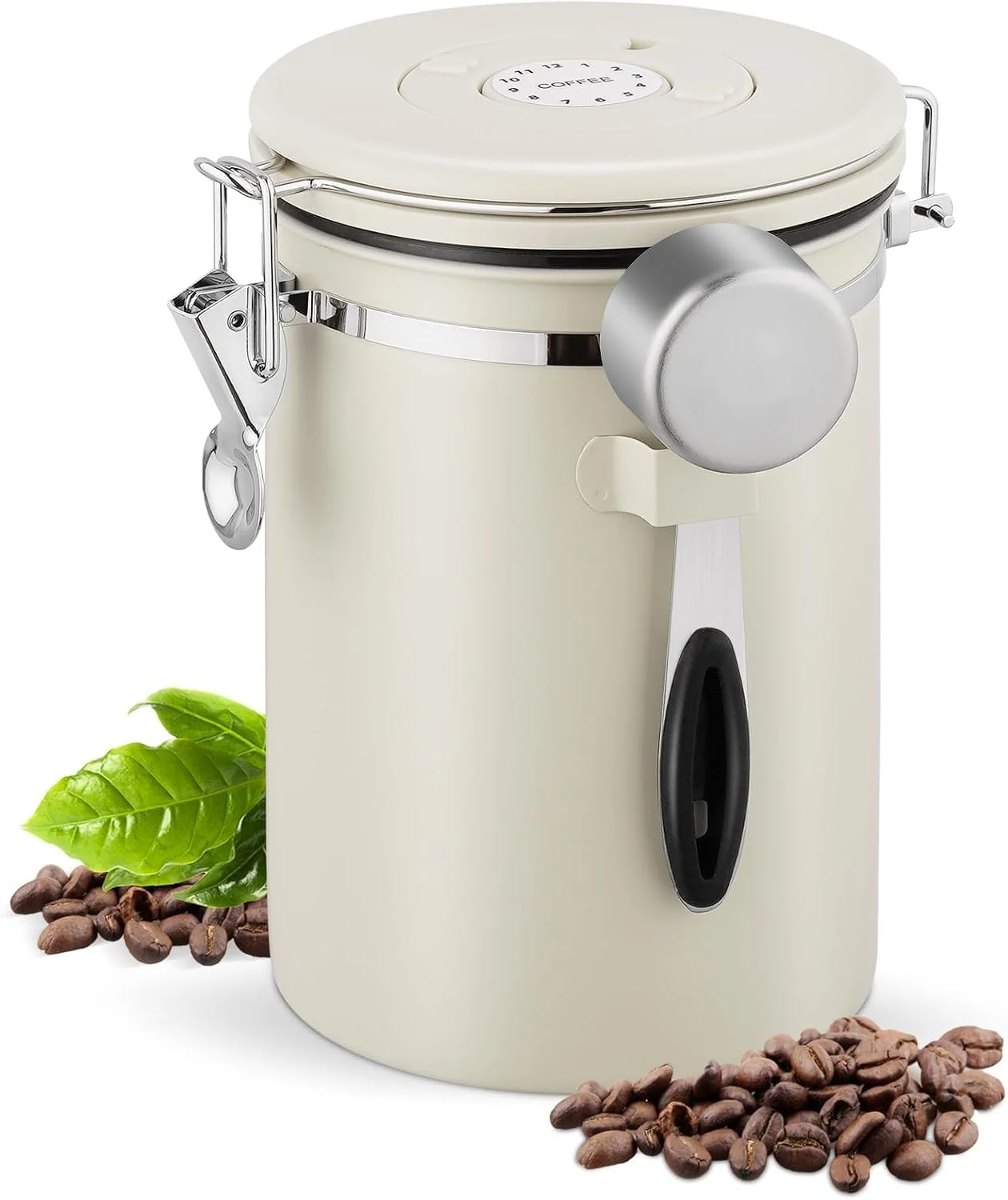 ظرف قهوه درب دار BIGTHREE، ظرف نگهداری قهوه، ظرف دانه قهوه استیل ضد زنگ 1800 میلی لیتری با نشانگر تاریخ و پیمانه اندازه گیری، برای دانه های قهوه، چای، شکر، ادویه جات، برنج ظرف قهوه درب دار BIGTHREE، ظرف نگهداری قهوه، ظرف دانه قهوه استیل ضد زنگ 1800 میلی لیتری با نشانگر تاریخ و پیمانه اندازه گیری، برای دانه های قهوه، چای، شکر، ادویه جات، برنج