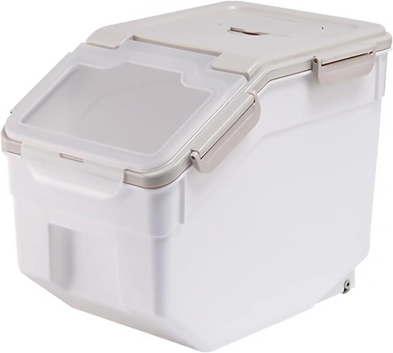 ظرف نگهداری برنج Beauenty، سطل بزرگ 10 کیلوگرمی نگهداری مواد غذایی با درب، جعبه نگهداری مواد غذایی خشک غلات مقاوم در برابر رطوبت و حشرات بدون BPA با پیمانه اندازه گیری (خاکستری، 10 کیلوگرم)