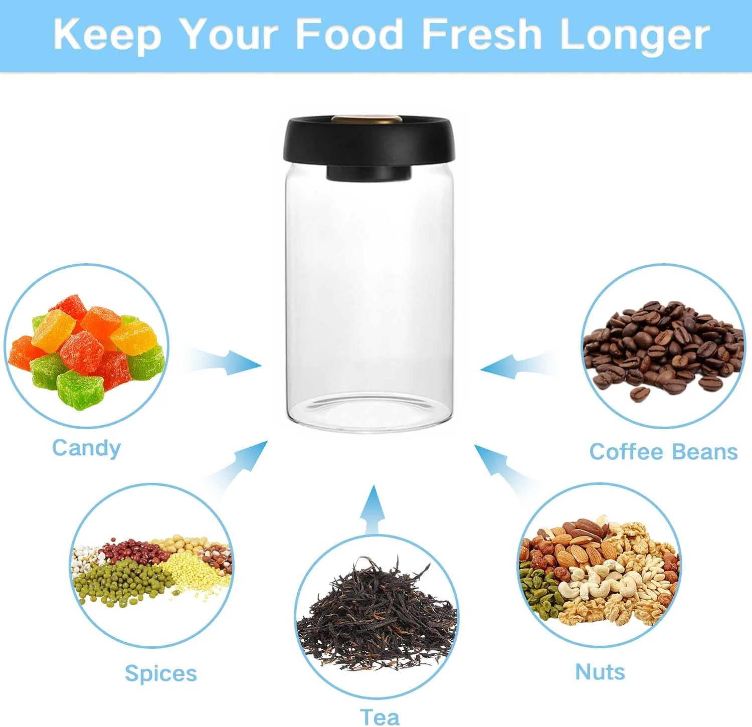 ظرف شیشه ای نگهداری مواد غذایی BIGTHREE، شیشه های نگهداری آشپزخانه، ظروف قهوه با درب مهر و موم، ظرف دربسته، ایده آل برای دانه های قهوه، چای، شکر، آب نبات، ادویه جات، برنج، 1200 میلی لیتر
