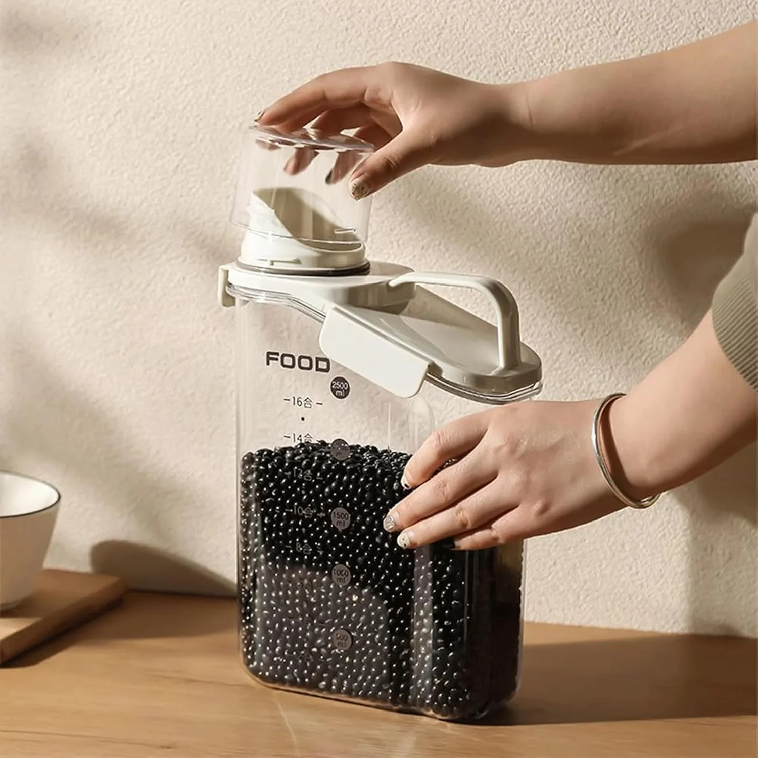 ظرف نگهداری برنج BAKAMITAYI، ظرف نگهداری آشپزخانه، ظرف نگهداری مواد غذایی درب دار با دریچه خروجی، مناسب برای جو دوسر، غلات، برنج، آرد (2800 میلی لیتر) (سبز)