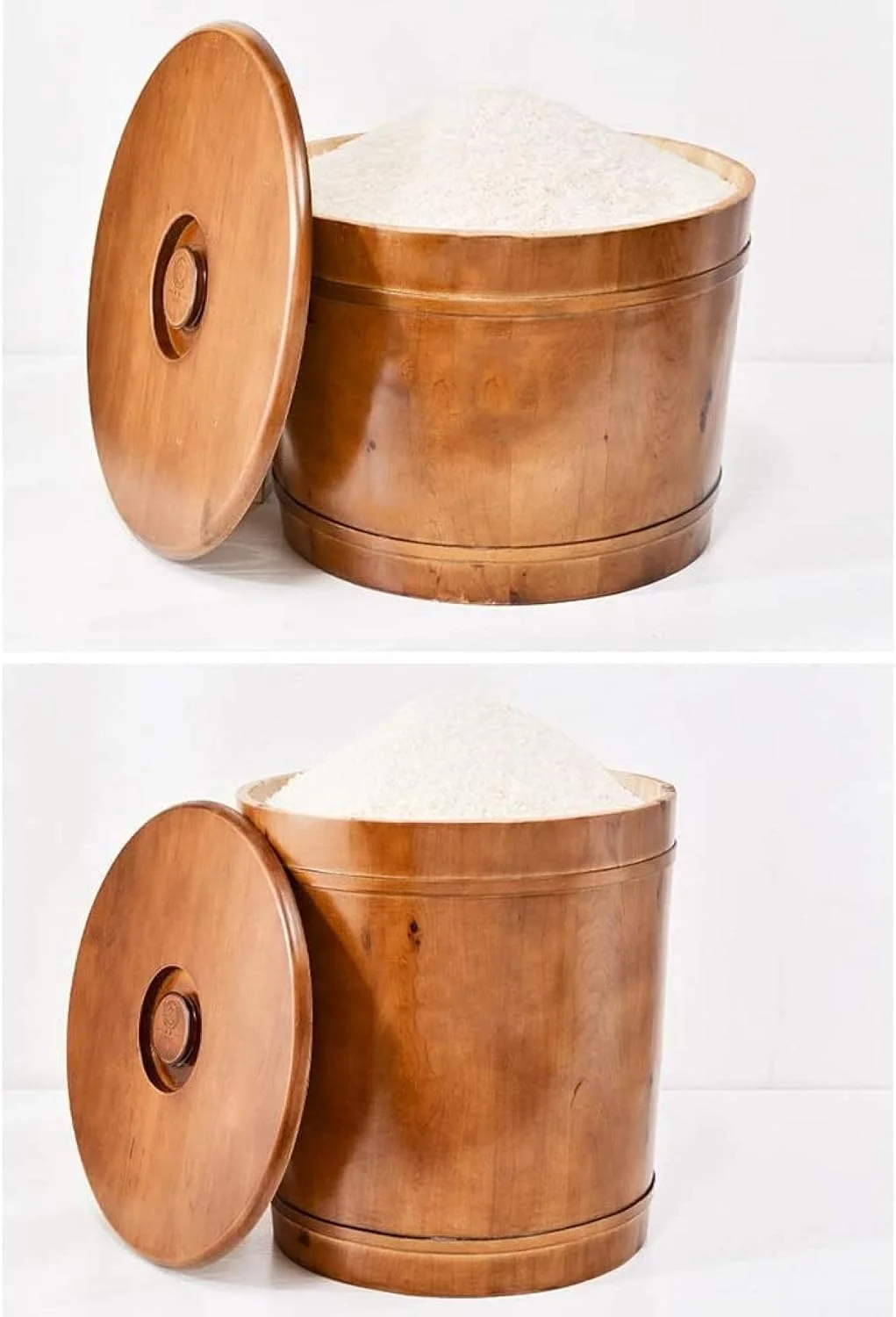 ظرف غلات BERTY·PUYI، ظرف چوبی نگهداری برنج، ظرف برنج ضد رطوبت و مهر و موم شده، ظرف نگهداری آرد برنج تازه - B||25kg