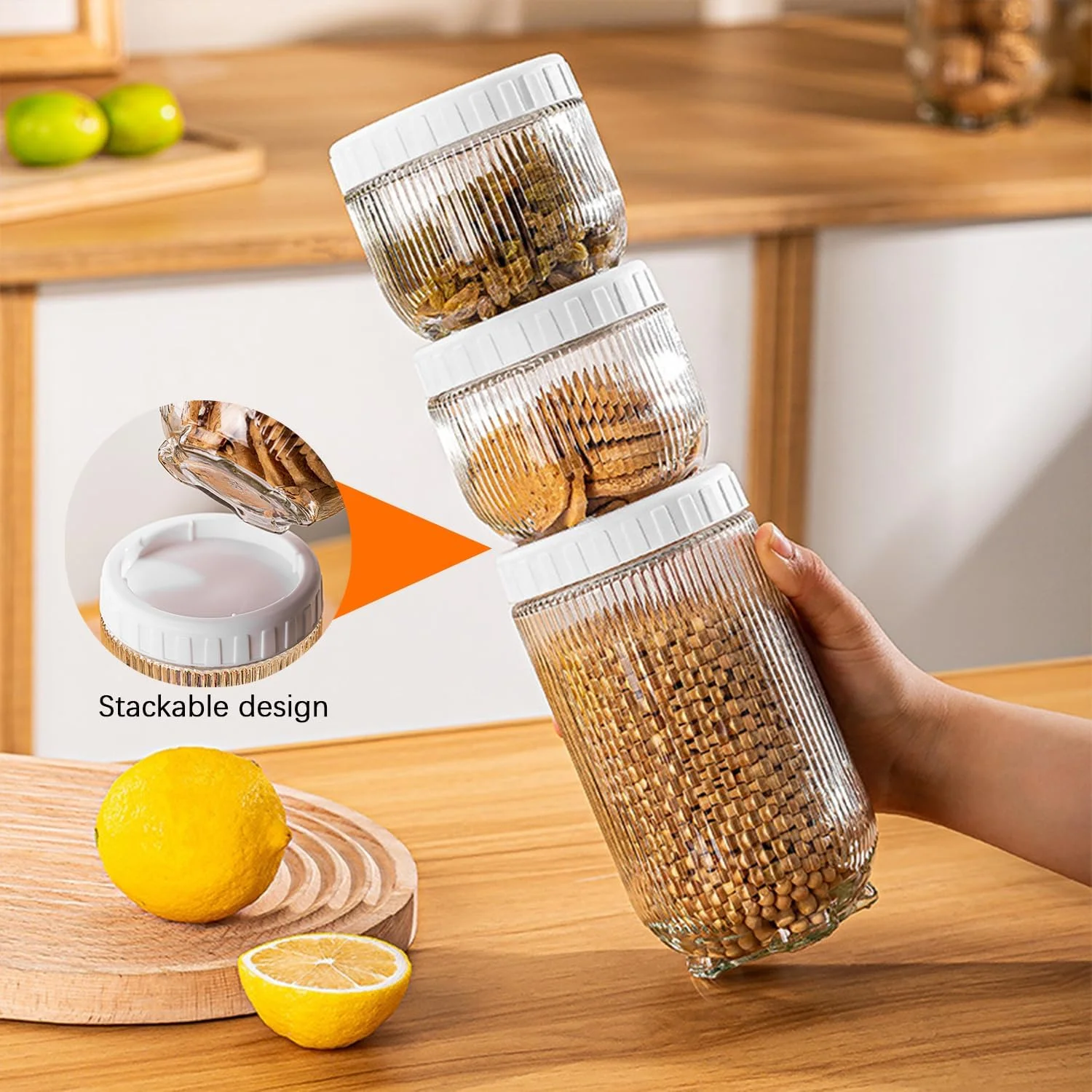 ست 10 تکه ظروف ادویه شیشه ای BEROZA، ظروف نگهداری شیشه ای گرد با درب، ظروف ادویه نگهداری مواد غذایی، مناسب برای نودل، آرد، غلات، برنج، شکر، چای، دانه های قهوه (C) ست 10 تکه ظروف ادویه شیشه ای BEROZA، ظروف نگهداری شیشه ای گرد با درب، ظروف ادویه نگهداری مواد غذایی، مناسب برای نودل، آرد، غلات، برنج، شکر، چای، دانه های قهوه (C)