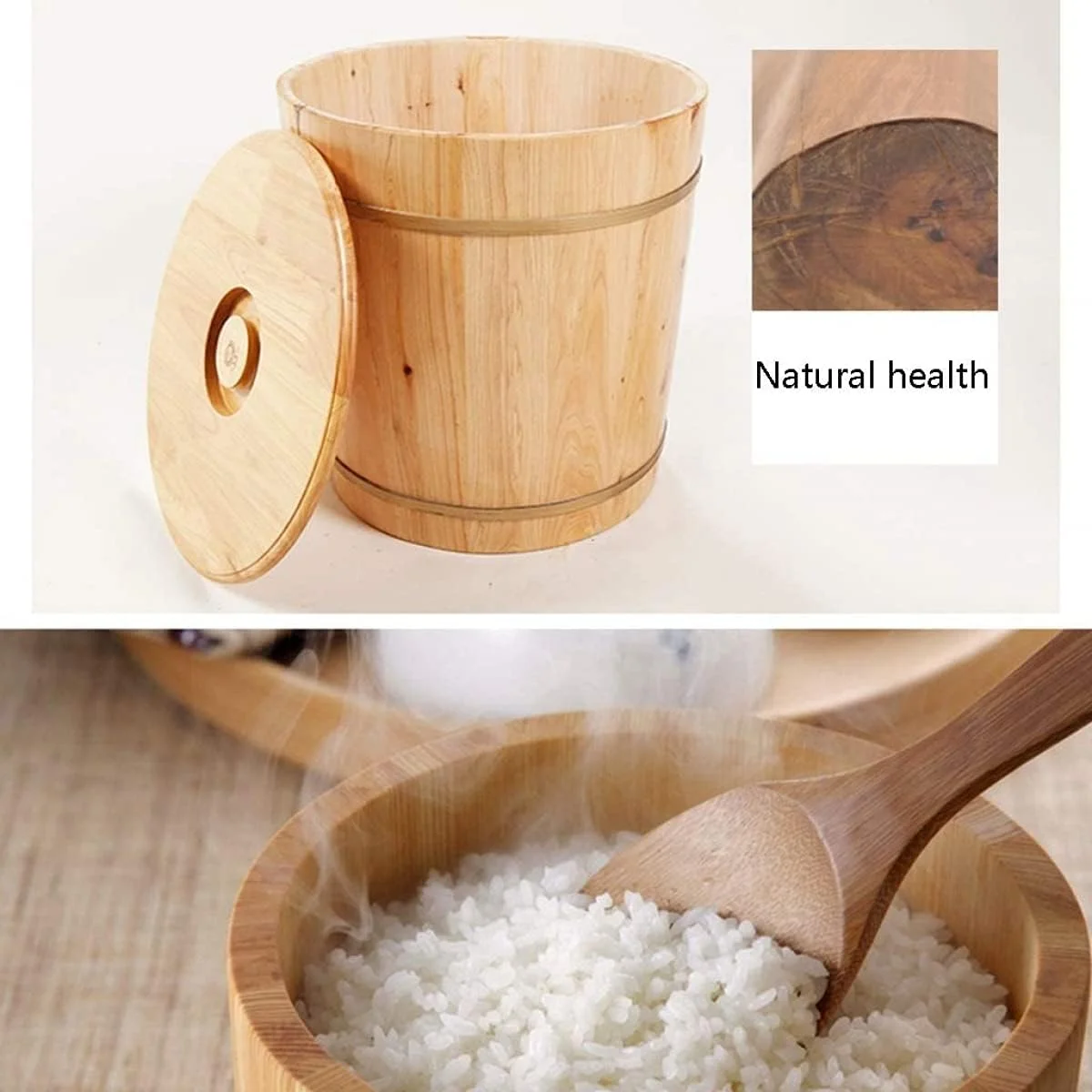 ظرف غلات BERTY·PUYI، ظرف چوبی نگهداری برنج، ظرف برنج ضد رطوبت و مهر و موم شده، ظرف نگهداری آرد برنج تازه - B||25kg