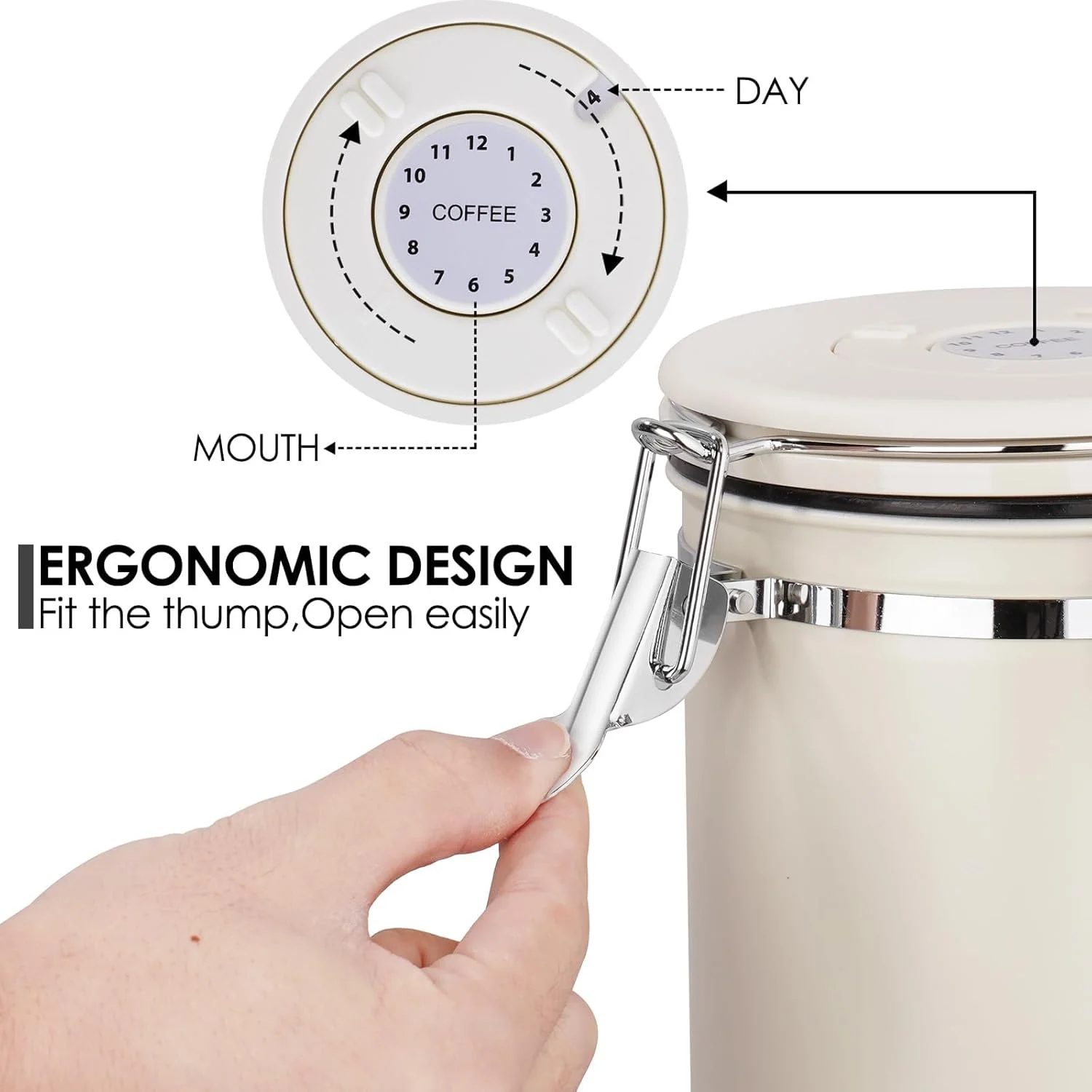 ظرف قهوه درب دار BIGTHREE، ظرف نگهداری قهوه، ظرف دانه قهوه استیل ضد زنگ 1800 میلی لیتری با نشانگر تاریخ و پیمانه اندازه گیری، برای دانه های قهوه، چای، شکر، ادویه جات، برنج ظرف قهوه درب دار BIGTHREE، ظرف نگهداری قهوه، ظرف دانه قهوه استیل ضد زنگ 1800 میلی لیتری با نشانگر تاریخ و پیمانه اندازه گیری، برای دانه های قهوه، چای، شکر، ادویه جات، برنج