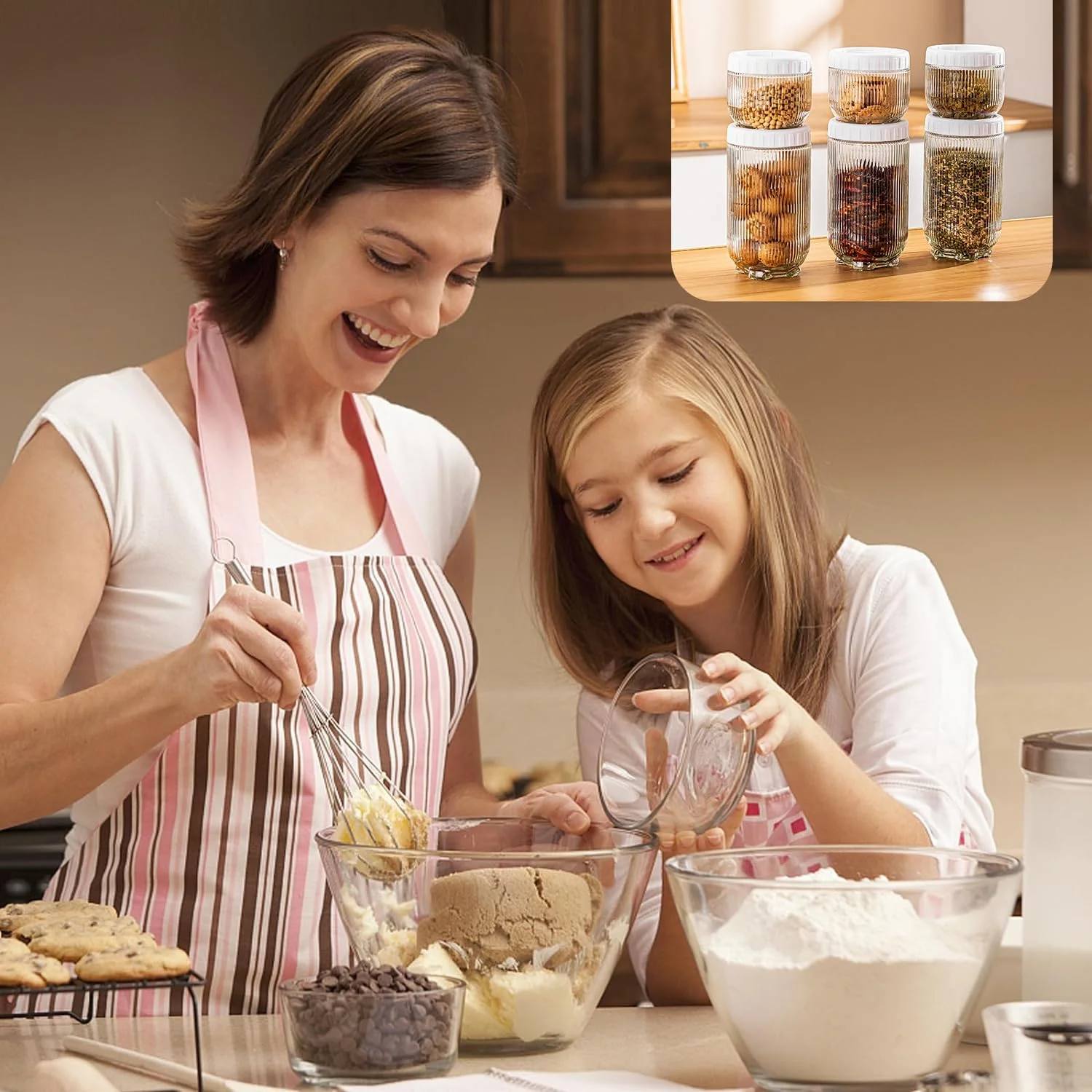 ست 10 تکه ظروف ادویه شیشه ای BEROZA، ظروف نگهداری شیشه ای گرد با درب، ظروف ادویه نگهداری مواد غذایی، مناسب برای نودل، آرد، غلات، برنج، شکر، چای، دانه های قهوه (C) ست 10 تکه ظروف ادویه شیشه ای BEROZA، ظروف نگهداری شیشه ای گرد با درب، ظروف ادویه نگهداری مواد غذایی، مناسب برای نودل، آرد، غلات، برنج، شکر، چای، دانه های قهوه (C)