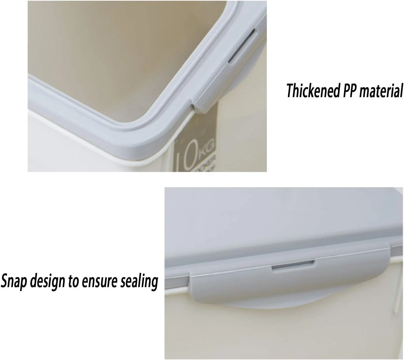 ظرف نگهداری برنج BLOOMING TIME، ظرف نگهداری مواد غذایی درب دار، جعبه بزرگ نگهداری غلات پلاستیکی و بدون BPA، ایده آل برای نگهداری برنج، آرد، مواد غذایی خشک، غذای حیوانات خانگی و موارد دیگر (10 کیلوگرم) ظرف نگهداری برنج BLOOMING TIME، ظرف نگهداری مواد غذایی درب دار، جعبه بزرگ نگهداری غلات پلاستیکی و بدون BPA، ایده آل برای نگهداری برنج، آرد، مواد غذایی خشک، غذای حیوانات خانگی و موارد دیگر (10 کیلوگرم)