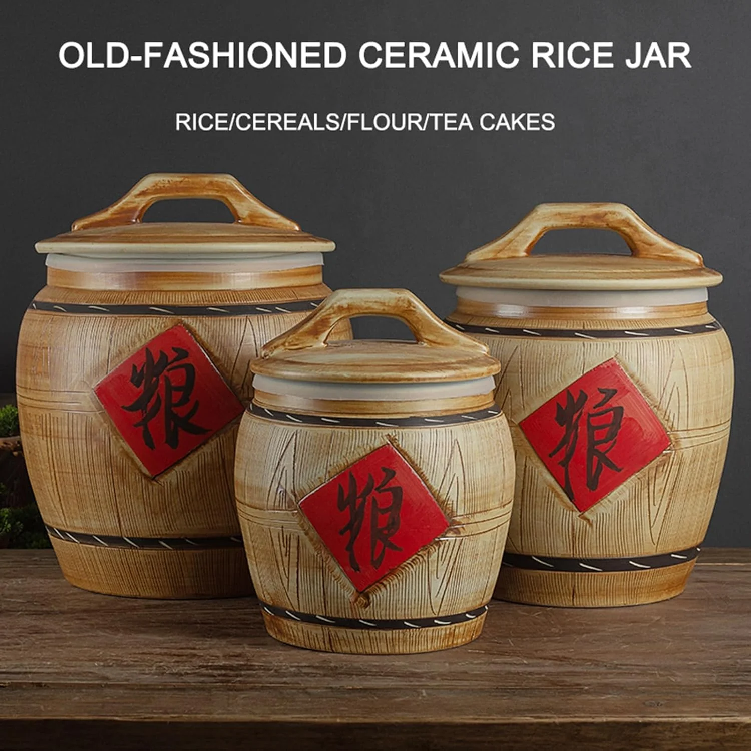 ظرف سرامیکی نگهداری برنج، مخزن غلات، ظروف غذا، کوزه سرامیکی برنج با درب، سطل سرامیکی برنج، سازمان دهنده آشپزخانه و انبار برای برنج، 28.8 * 23.3 سانتی متر ظرف سرامیکی نگهداری برنج، مخزن غلات، ظروف غذا، کوزه سرامیکی برنج با درب، سطل سرامیکی برنج، سازمان دهنده آشپزخانه و انبار برای برنج، 28.8 * 23.3 سانتی متر