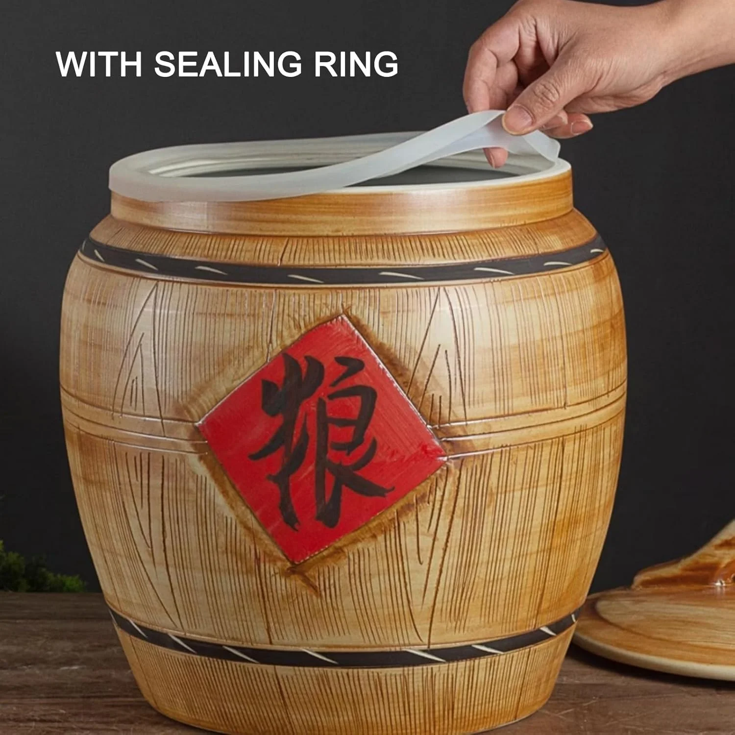 ظرف سرامیکی نگهداری برنج، مخزن غلات، ظروف غذا، کوزه سرامیکی برنج با درب، سطل سرامیکی برنج، سازمان دهنده آشپزخانه و انبار برای برنج، 28.8 * 23.3 سانتی متر ظرف سرامیکی نگهداری برنج، مخزن غلات، ظروف غذا، کوزه سرامیکی برنج با درب، سطل سرامیکی برنج، سازمان دهنده آشپزخانه و انبار برای برنج، 28.8 * 23.3 سانتی متر