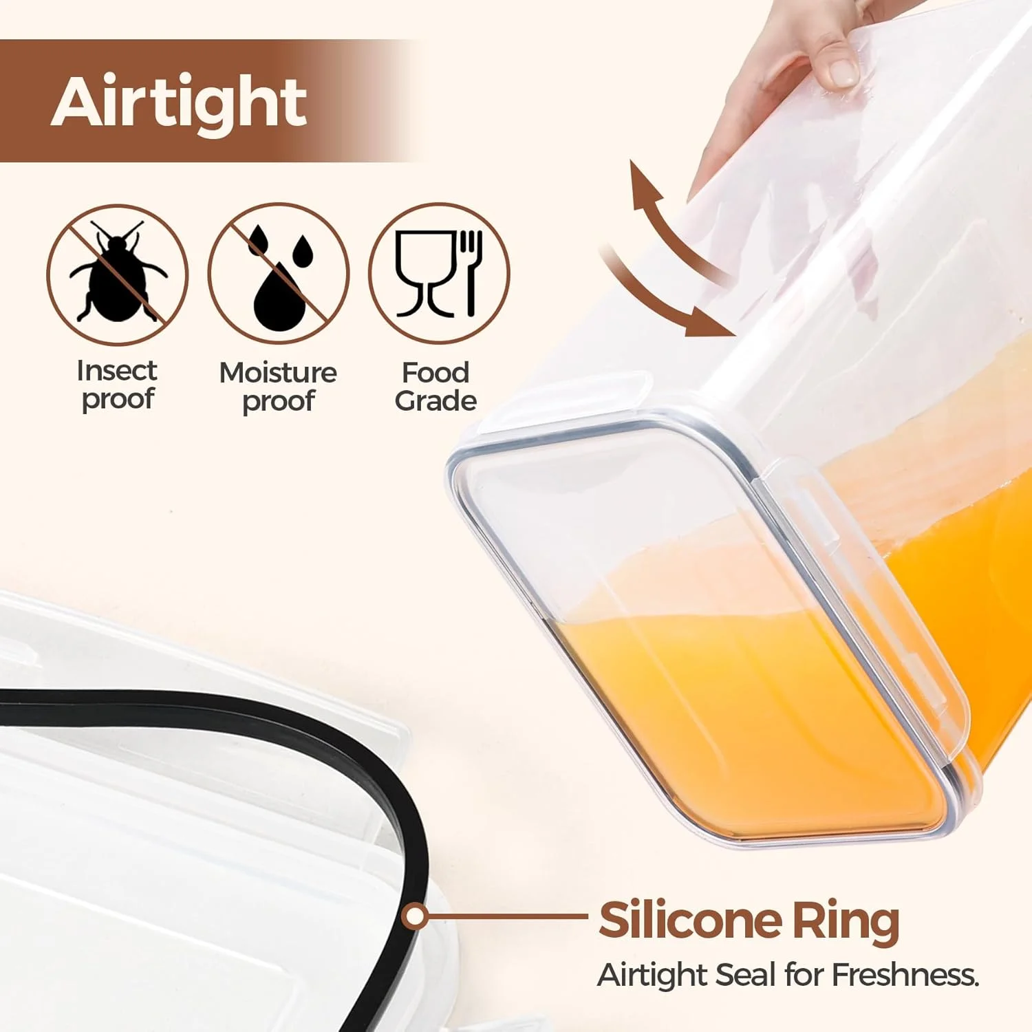 ست ظروف نگهداری برنج ComSaf، مجموعه 2 عددی (9.5 لیتر)، ظروف بزرگ نگهداری مواد غذایی درب دار و هوا بند به همراه پیمانه شستشوی برنج، ظروف پلاستیکی مناسب آشپزخانه، سازمان دهنده های کابینت برای آرد، غلات و پخت و پز ست ظروف نگهداری برنج ComSaf، مجموعه 2 عددی (9.5 لیتر)، ظروف بزرگ نگهداری مواد غذایی درب دار و هوا بند به همراه پیمانه شستشوی برنج، ظروف پلاستیکی مناسب آشپزخانه، سازمان دهنده های کابینت برای آرد، غلات و پخت و پز