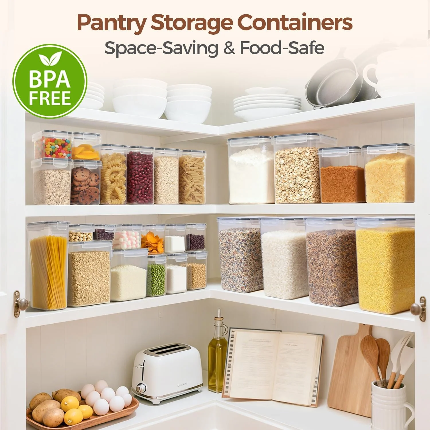 ست ظروف نگهداری برنج ComSaf، مجموعه 2 عددی (9.5 لیتر)، ظروف بزرگ نگهداری مواد غذایی درب دار و هوا بند به همراه پیمانه شستشوی برنج، ظروف پلاستیکی مناسب آشپزخانه، سازمان دهنده های کابینت برای آرد، غلات و پخت و پز ست ظروف نگهداری برنج ComSaf، مجموعه 2 عددی (9.5 لیتر)، ظروف بزرگ نگهداری مواد غذایی درب دار و هوا بند به همراه پیمانه شستشوی برنج، ظروف پلاستیکی مناسب آشپزخانه، سازمان دهنده های کابینت برای آرد، غلات و پخت و پز