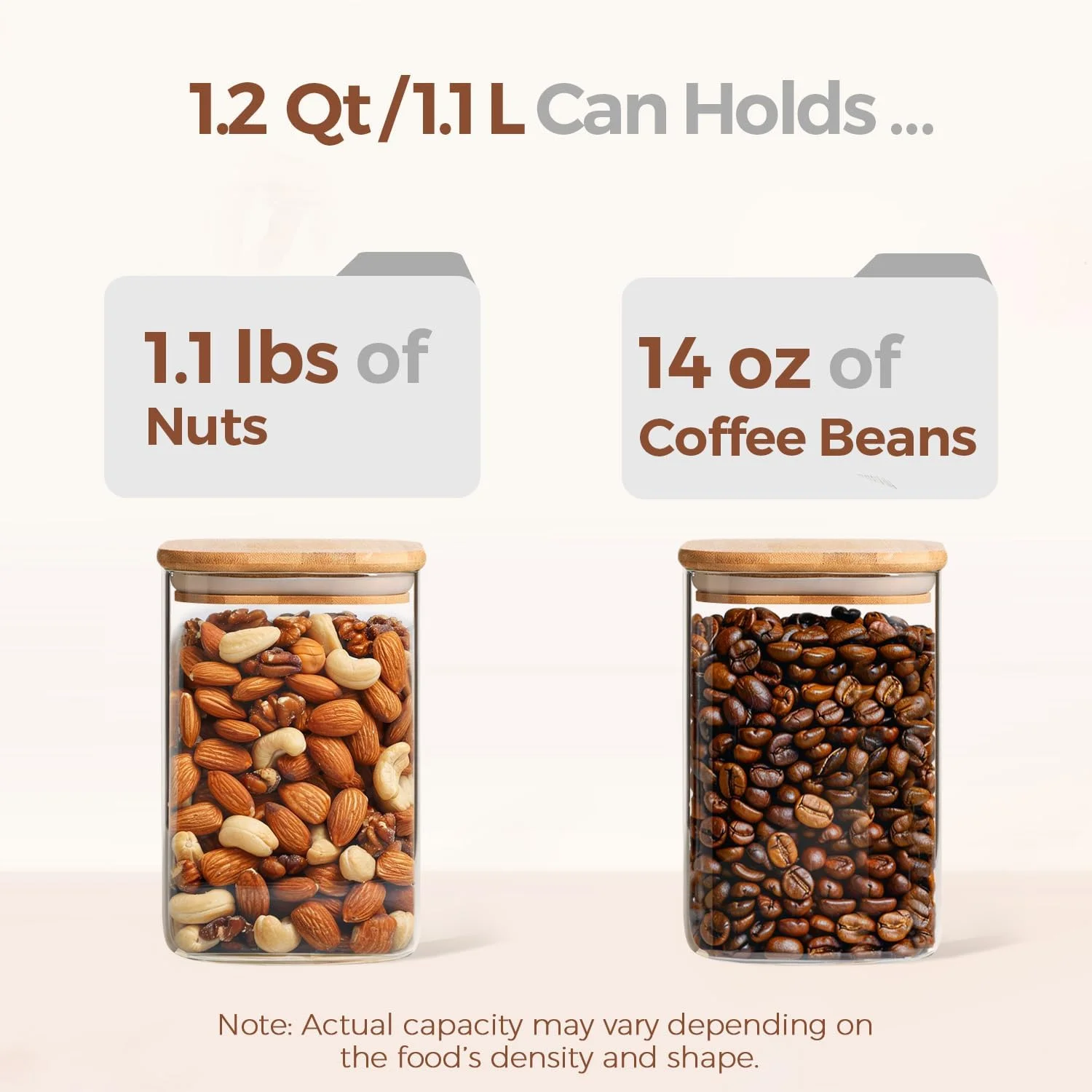 ست چهارتایی ظروف شیشه ای درب بامبو ComSaf، ظرف نگهداری مواد غذایی شفاف با درب چوبی (1100 میلی لیتر) مناسب برای نگهداری نودل، آرد، غلات، برنج، شکر، چای و دانه های قهوه، مربعی ست چهارتایی ظروف شیشه ای درب بامبو ComSaf، ظرف نگهداری مواد غذایی شفاف با درب چوبی (1100 میلی لیتر) مناسب برای نگهداری نودل، آرد، غلات، برنج، شکر، چای و دانه های قهوه، مربعی