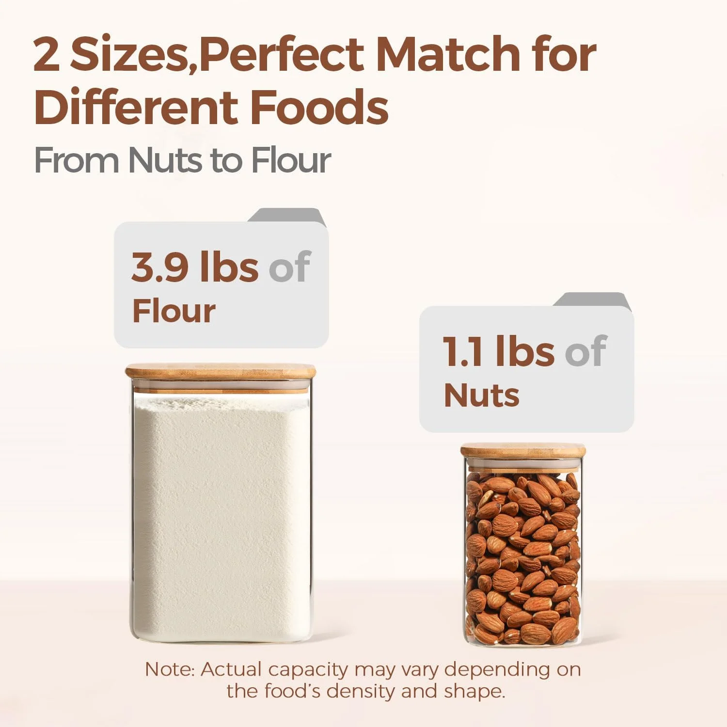 ظروف شیشه ای نگهداری مواد غذایی ComSaf، ظروف شیشه ای 3.6Qt/1.2Qt برای آرد و شکر با درب های هواگیر، شیشه های مربعی بزرگ با درب های بامبو برای برنج، پاستا، جو دوسر، غلات، کلوچه، تنقلات، آب نبات ظروف شیشه ای نگهداری مواد غذایی ComSaf، ظروف شیشه ای 3.6Qt/1.2Qt برای آرد و شکر با درب های هواگیر، شیشه های مربعی بزرگ با درب های بامبو برای برنج، پاستا، جو دوسر، غلات، کلوچه، تنقلات، آب نبات