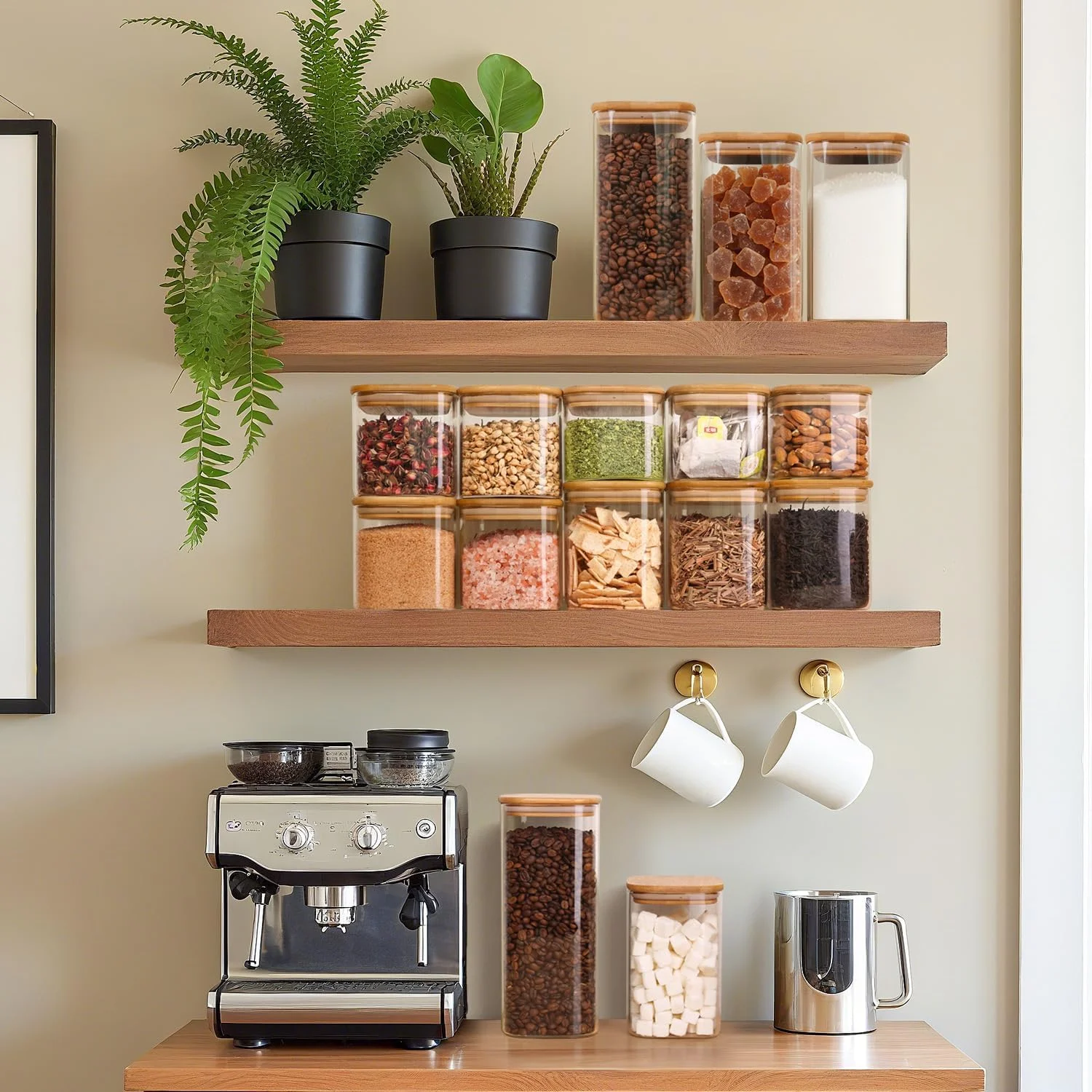 ست 3 عددی ظرف شیشه ای درب چوبی ComSaf، ظرف نگهدارنده مواد غذایی شفاف با درب بامبو برای نگهداری نودل، آرد، غلات، برنج، شکر، چای و دانه های قهوه (1500 میلی لیتر) ست 3 عددی ظرف شیشه ای درب چوبی ComSaf، ظرف نگهدارنده مواد غذایی شفاف با درب بامبو برای نگهداری نودل، آرد، غلات، برنج، شکر، چای و دانه های قهوه (1500 میلی لیتر)