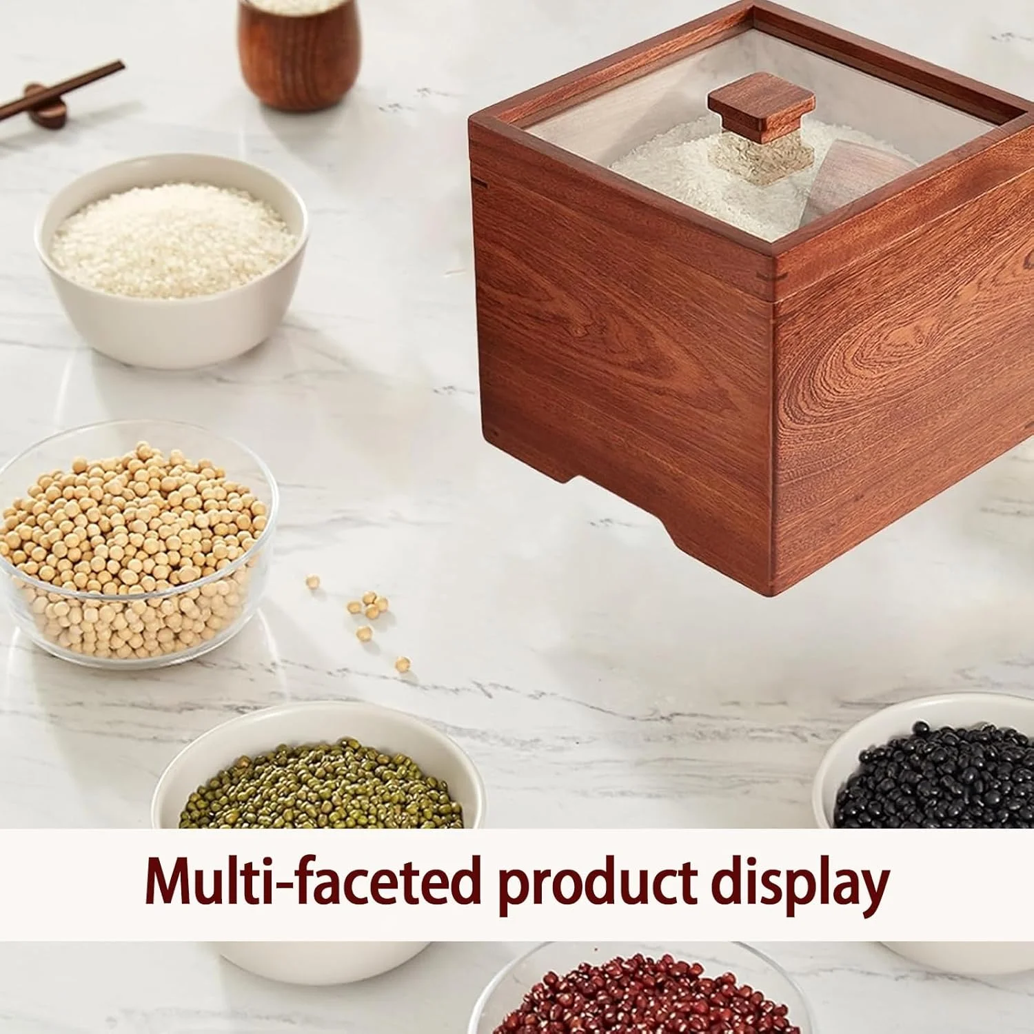 ظرف برنج چوبی با درب، مخزن غلات مهر و موم شده آشپزخانه، سطل برنج، شیشه نگهداری مواد غذایی درب دار، ظرف برنج چوبی، برای غلات، آرد، شکر، قهوه، تنقلات، غذای حیوانات خانگی (5 کیلوگرم / 11 پوند) ظرف برنج چوبی با درب، مخزن غلات مهر و موم شده آشپزخانه، سطل برنج، شیشه نگهداری مواد غذایی درب دار، ظرف برنج چوبی، برای غلات، آرد، شکر، قهوه، تنقلات، غذای حیوانات خانگی (5 کیلوگرم / 11 پوند)