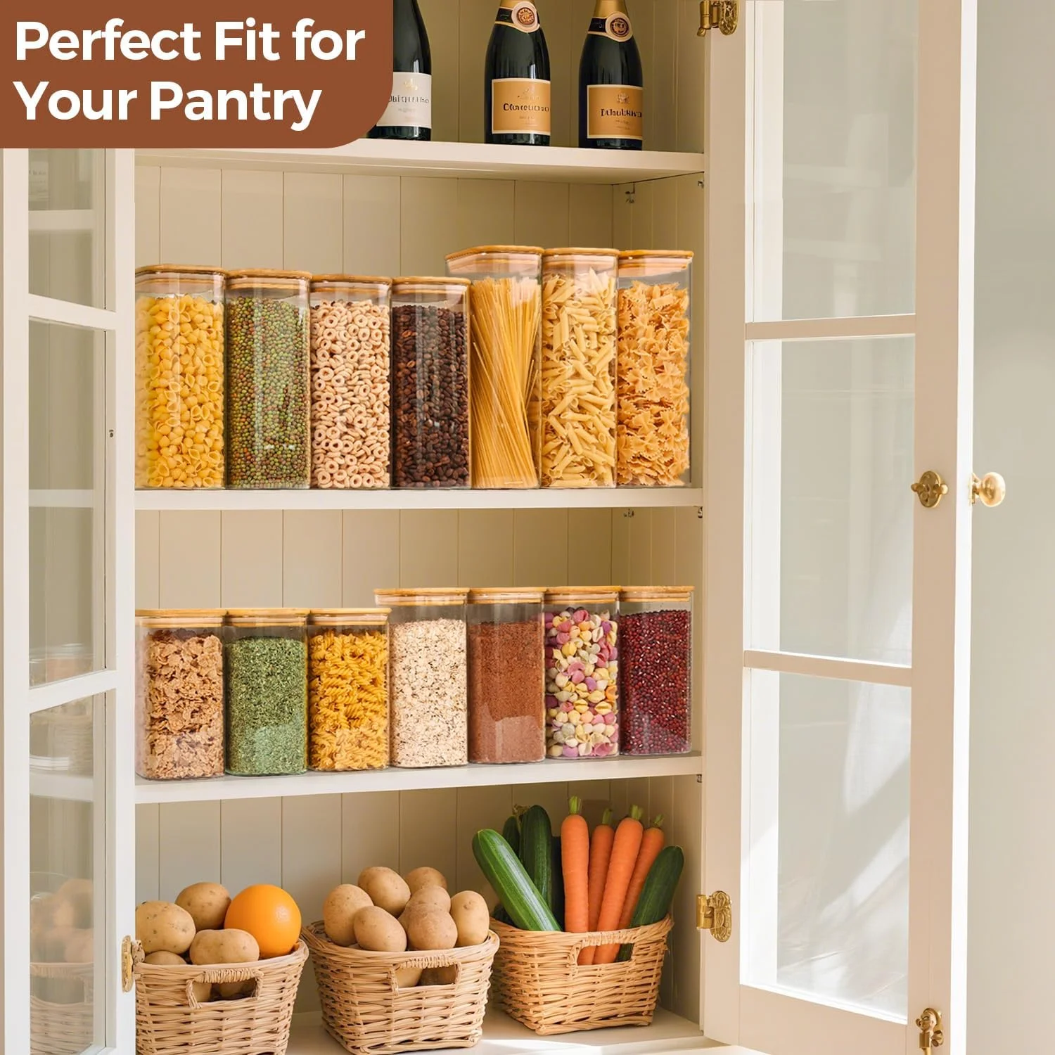 ست 3 عددی ظرف شیشه ای درب چوبی ComSaf، ظرف نگهدارنده مواد غذایی شفاف با درب بامبو برای نگهداری نودل، آرد، غلات، برنج، شکر، چای و دانه های قهوه (1500 میلی لیتر) ست 3 عددی ظرف شیشه ای درب چوبی ComSaf، ظرف نگهدارنده مواد غذایی شفاف با درب بامبو برای نگهداری نودل، آرد، غلات، برنج، شکر، چای و دانه های قهوه (1500 میلی لیتر)